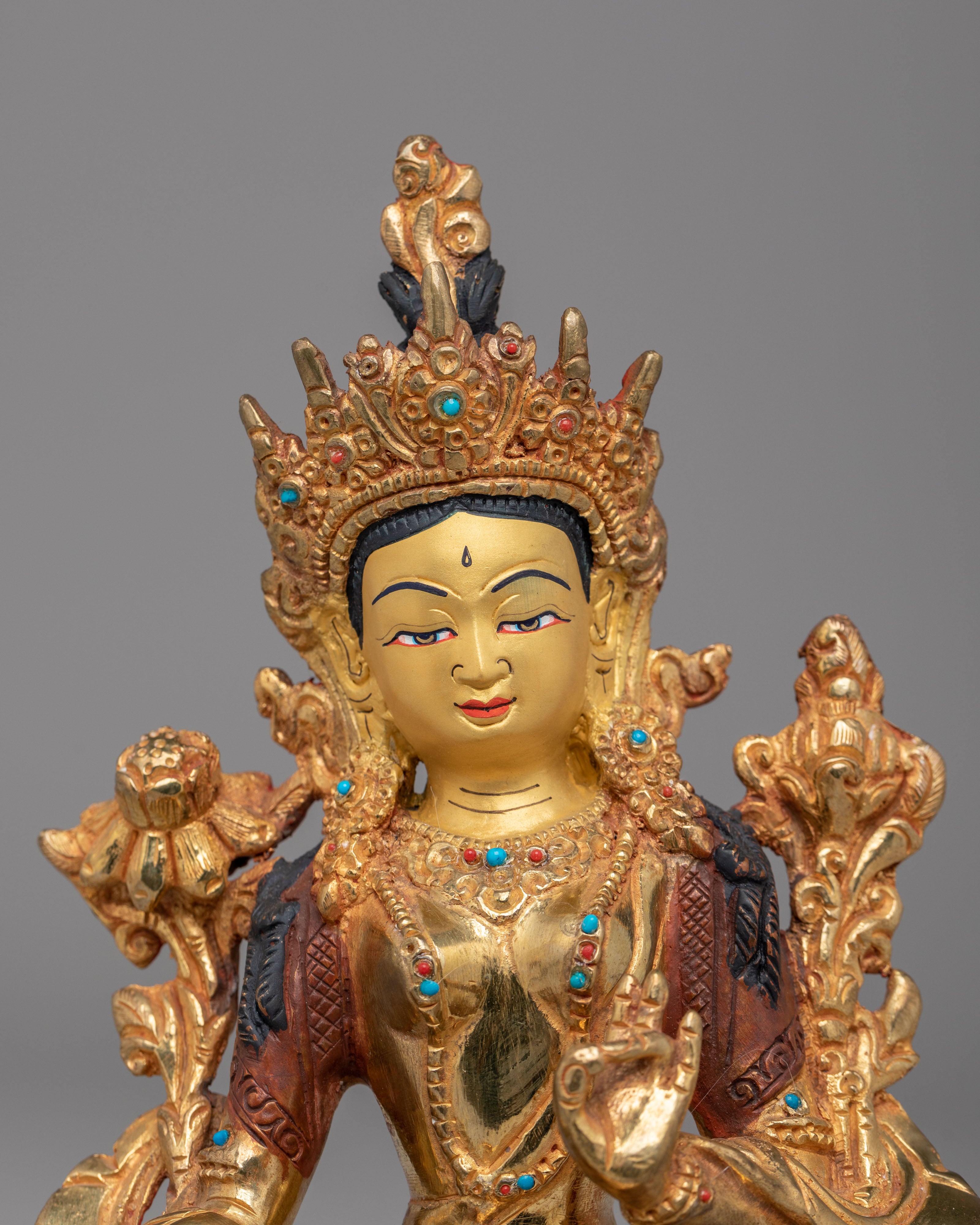Buddhist Green Tara Deity Statue | Handmade Tibetan Art