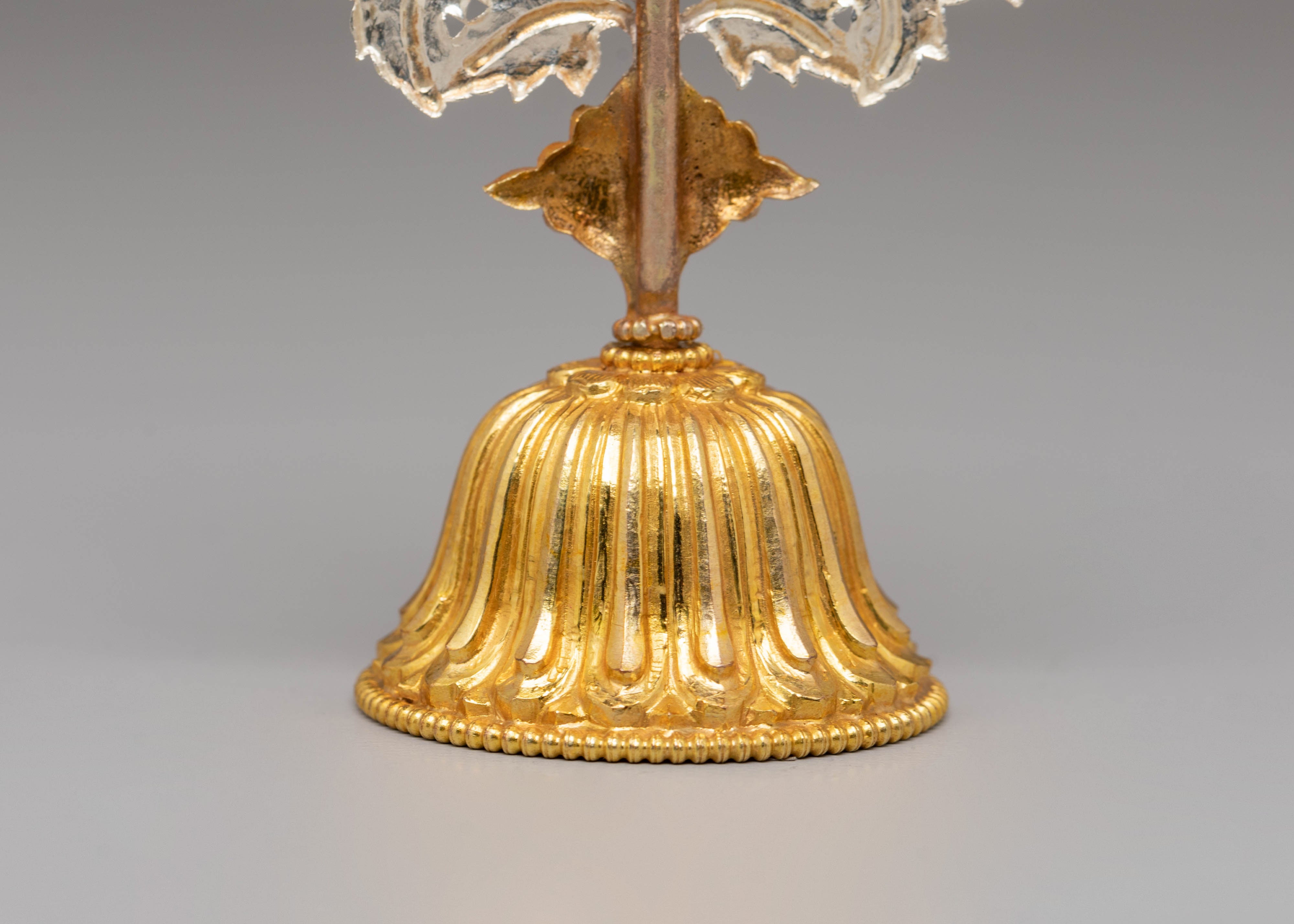 Tibetan Buddhist Tree Sculpture | Gold Silver Sacred Altar Offering