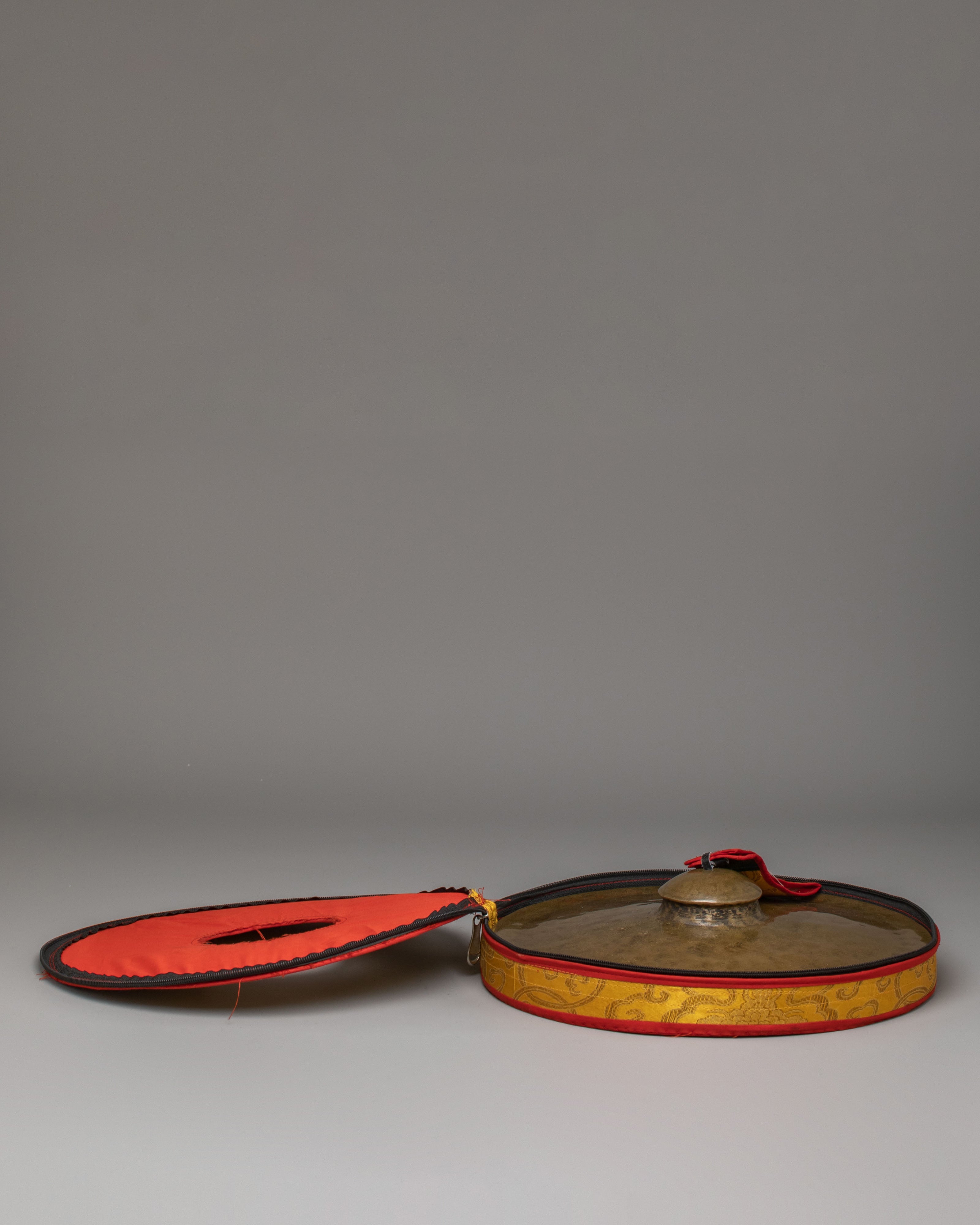 Traditional Tibetan Jhyamta | Seven Metal Ritual Cymbals with Cover