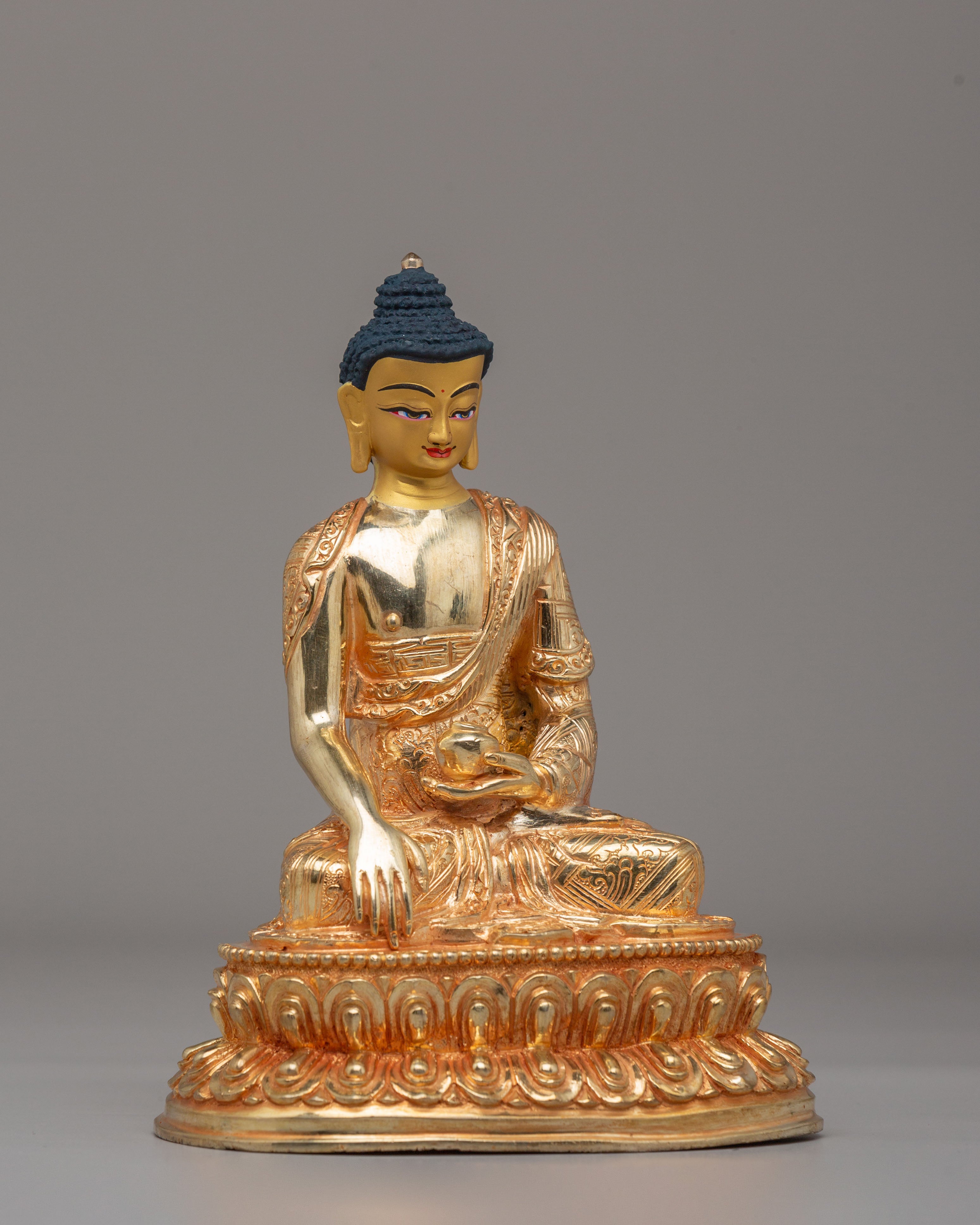 Sage Shakyamuni Buddha Figurine | 24K Gold Plated Buddhist Sculpture