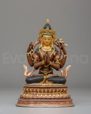 Chenresig Copper Handmade Statue | Traditional Tibetan Artwork