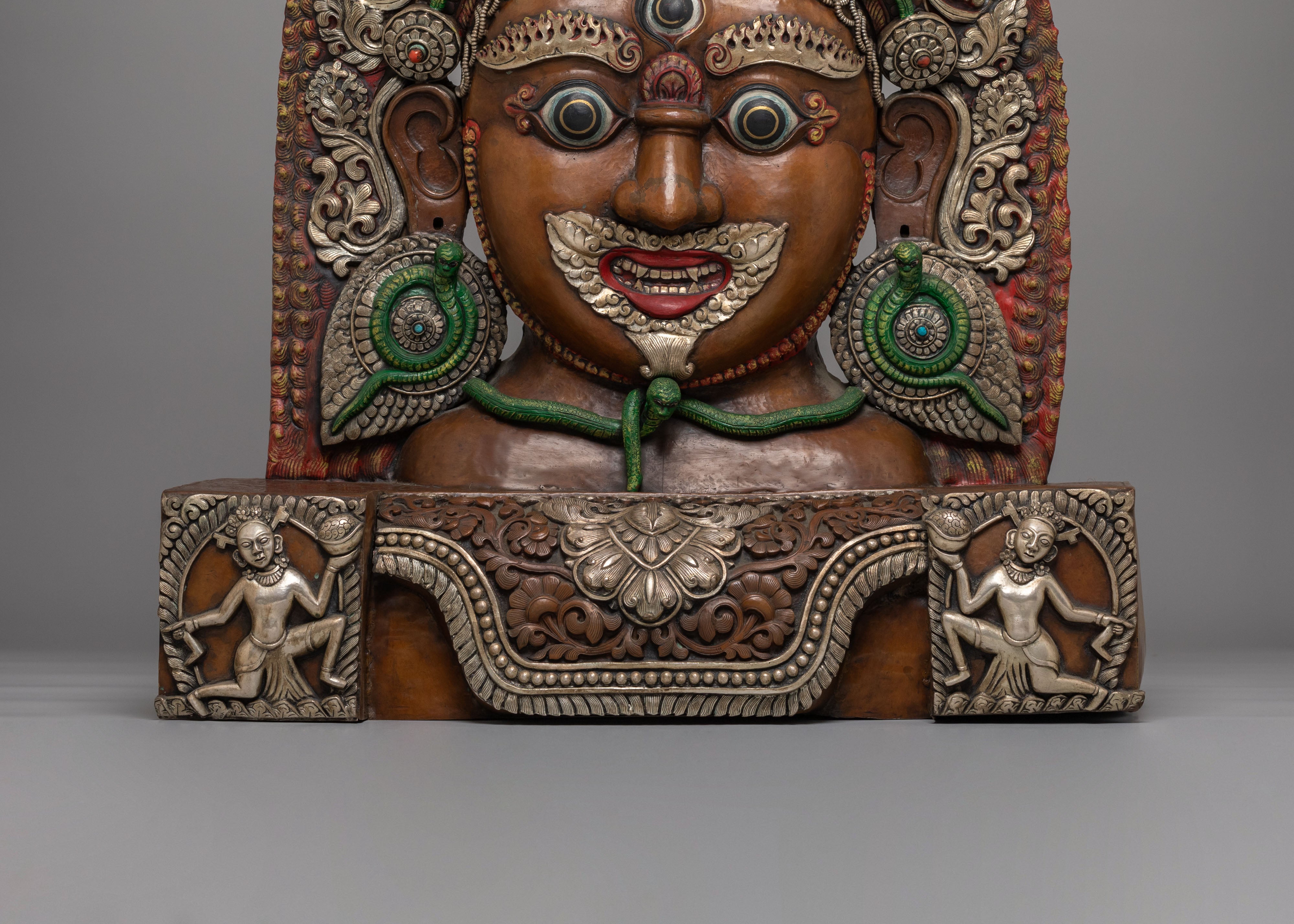 Handcrafted Bhairav Wall Sculpture: A Divine Protector for Your Space