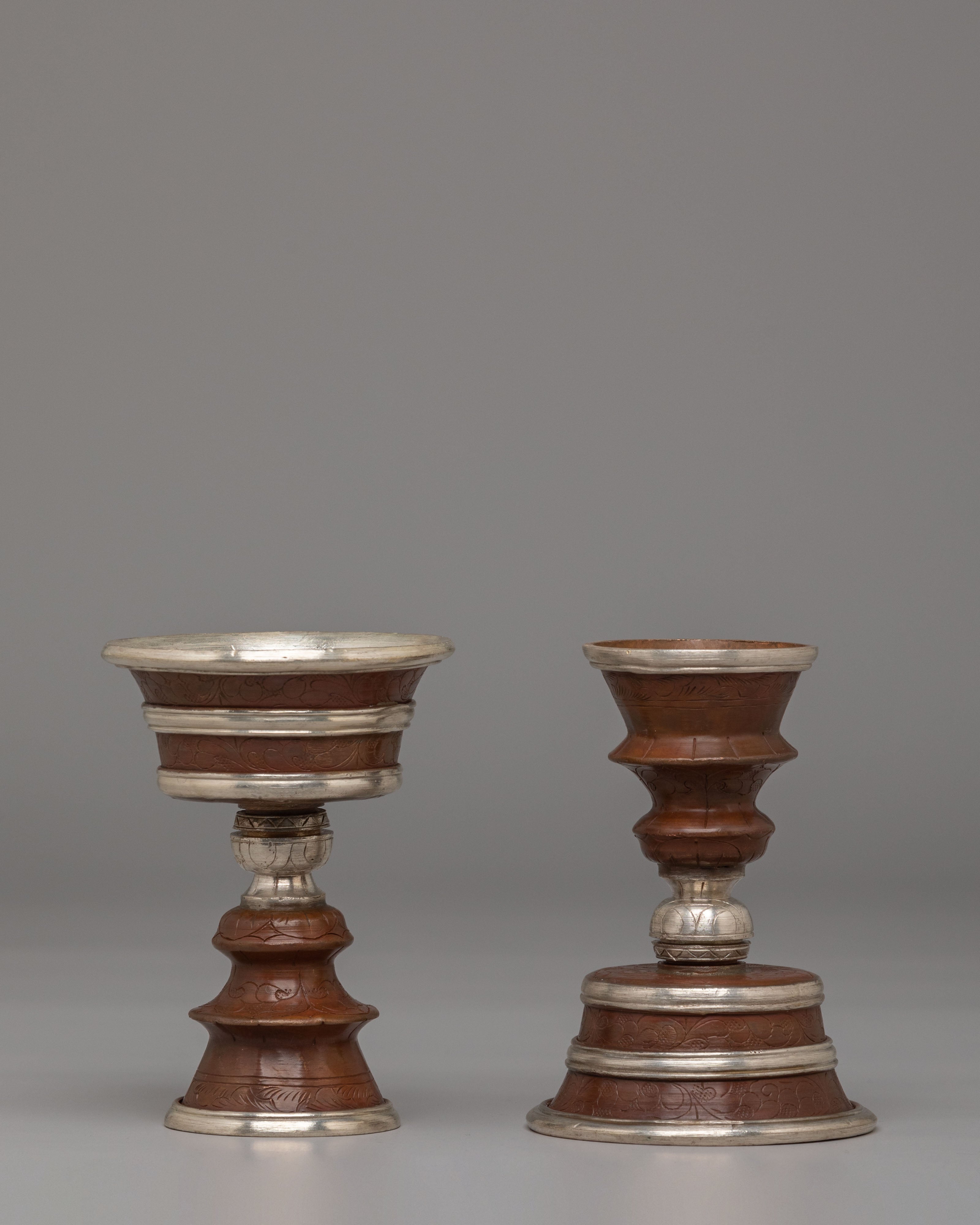 Handcrafted Butter Lamp Set for Altar Use | Traditional Tibetan Ritual Light Offering