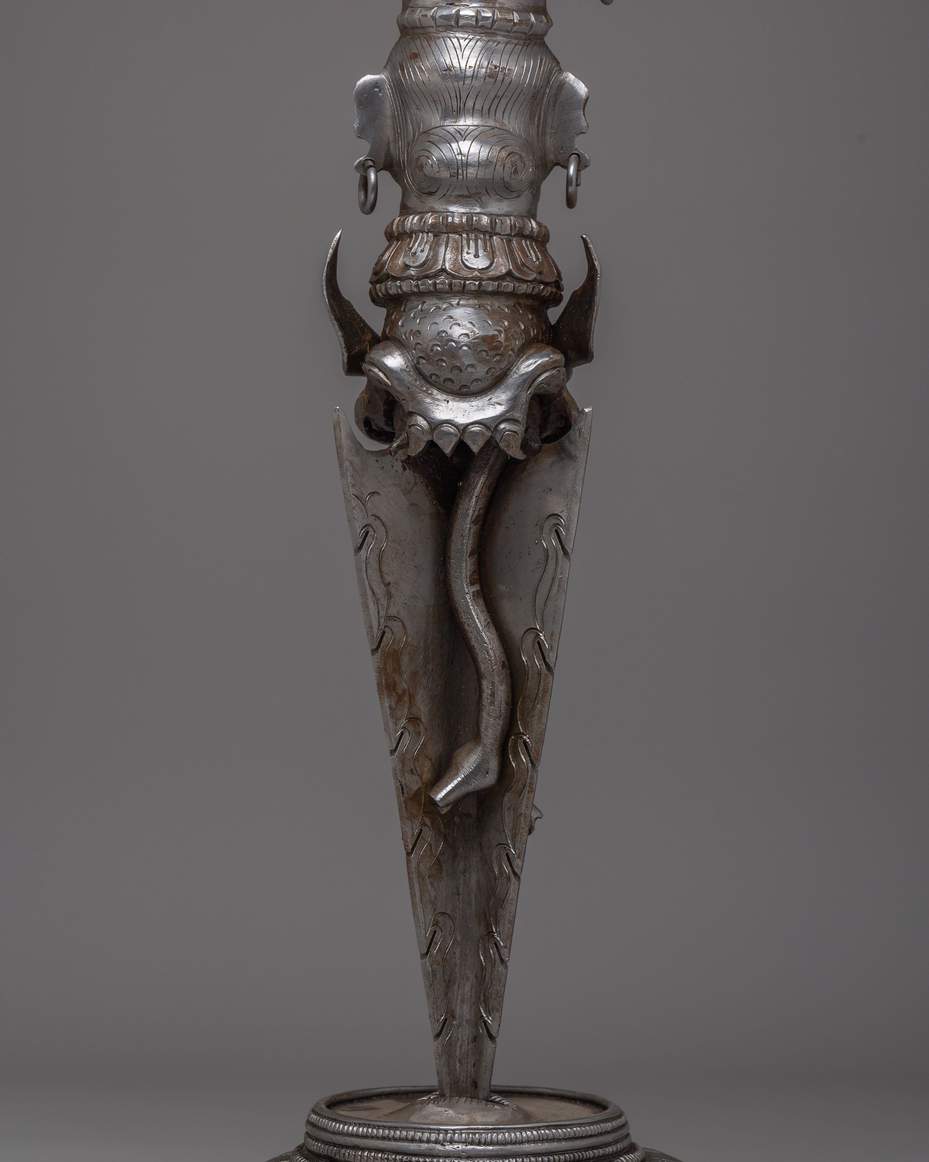 Handcrafted Iron Ritual Phurba | Tibetan Ceremonial Dagger for Protection