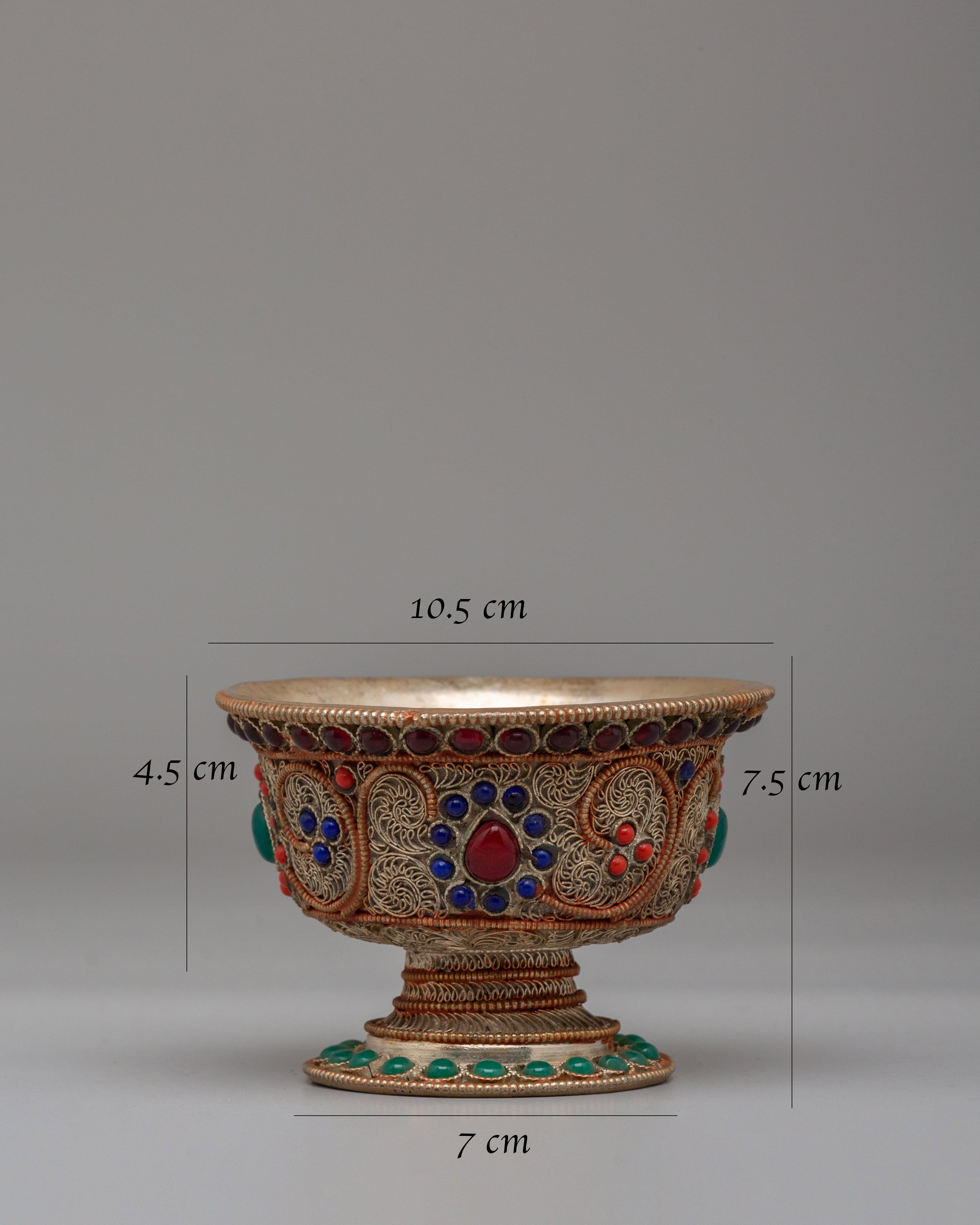 Handmade Filigree Offering Bowl Set | Tibetan Ritual Bowls