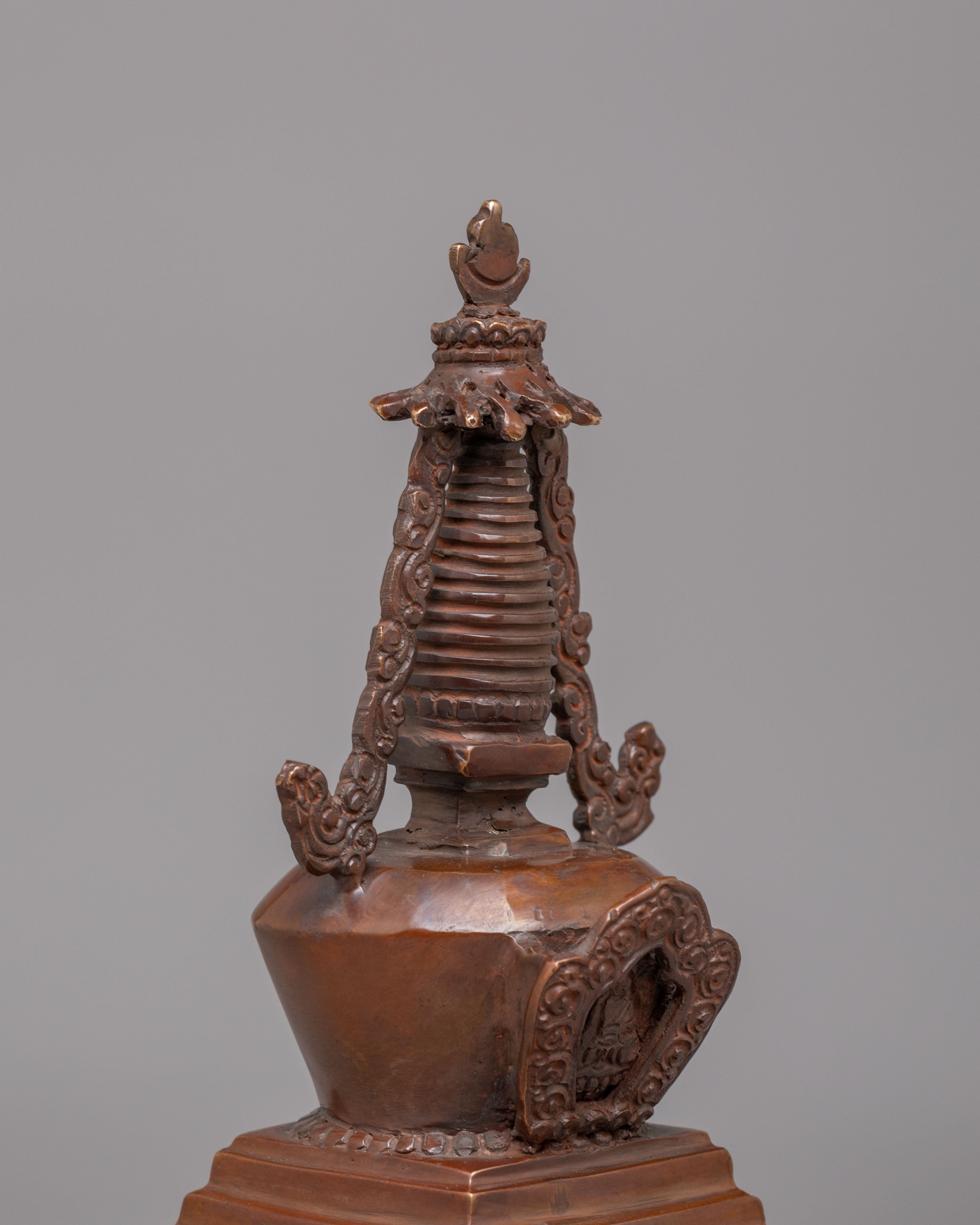 Buddhist Altar Enlightenment Stupa | Handcrafted Copper Stupa