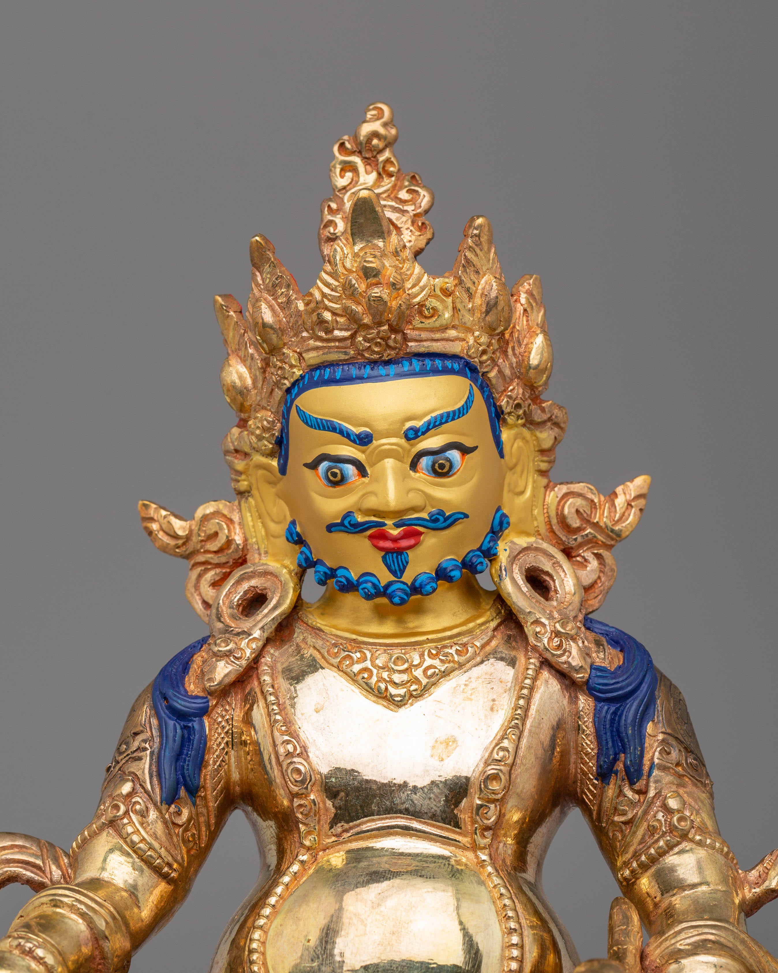 Dzambhala Handcrafted Sculpture | Gold Plated Prosperity Deity Statue