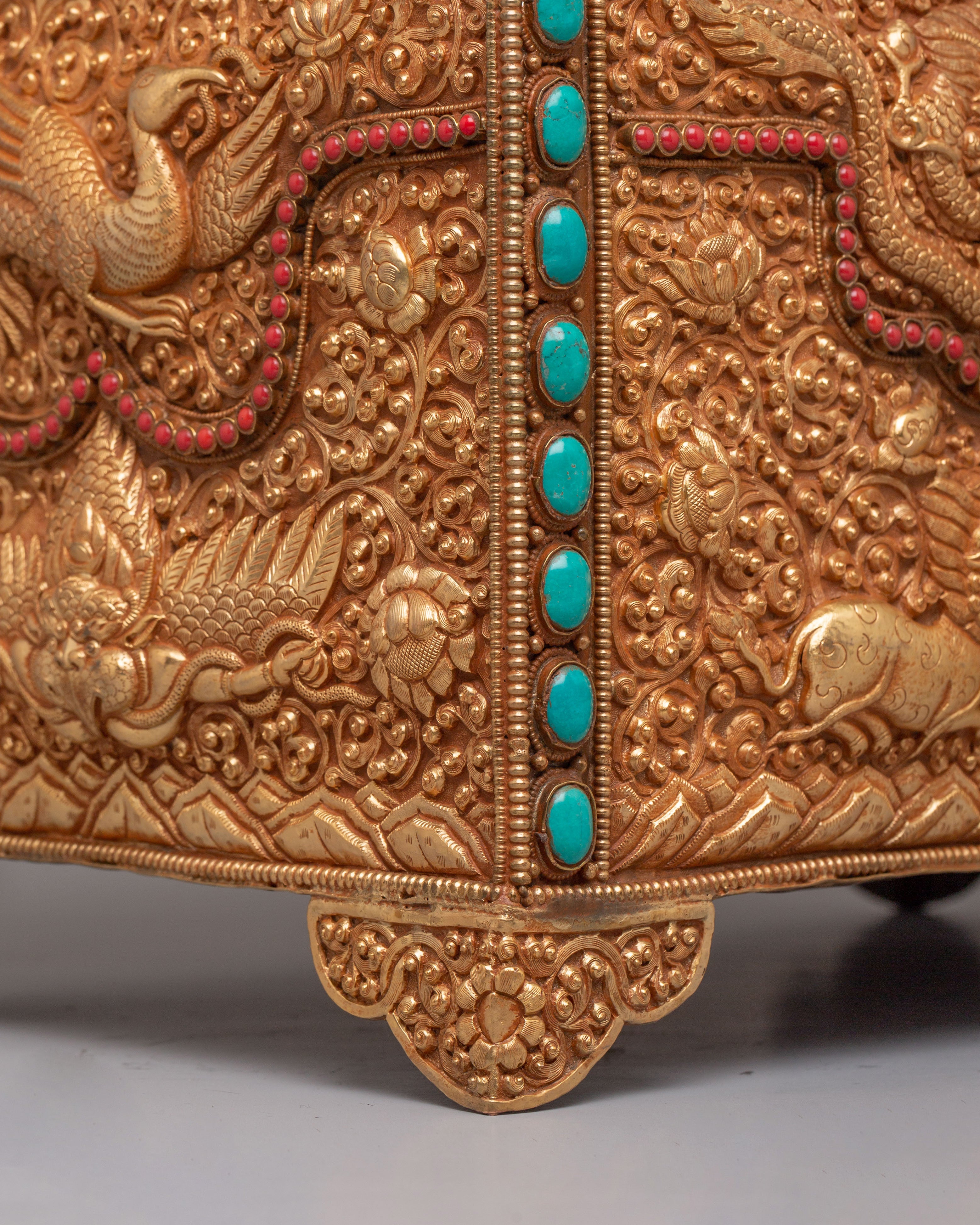 Handmade Dragon Treasure Box | Gemstone & Gold Plated Copper