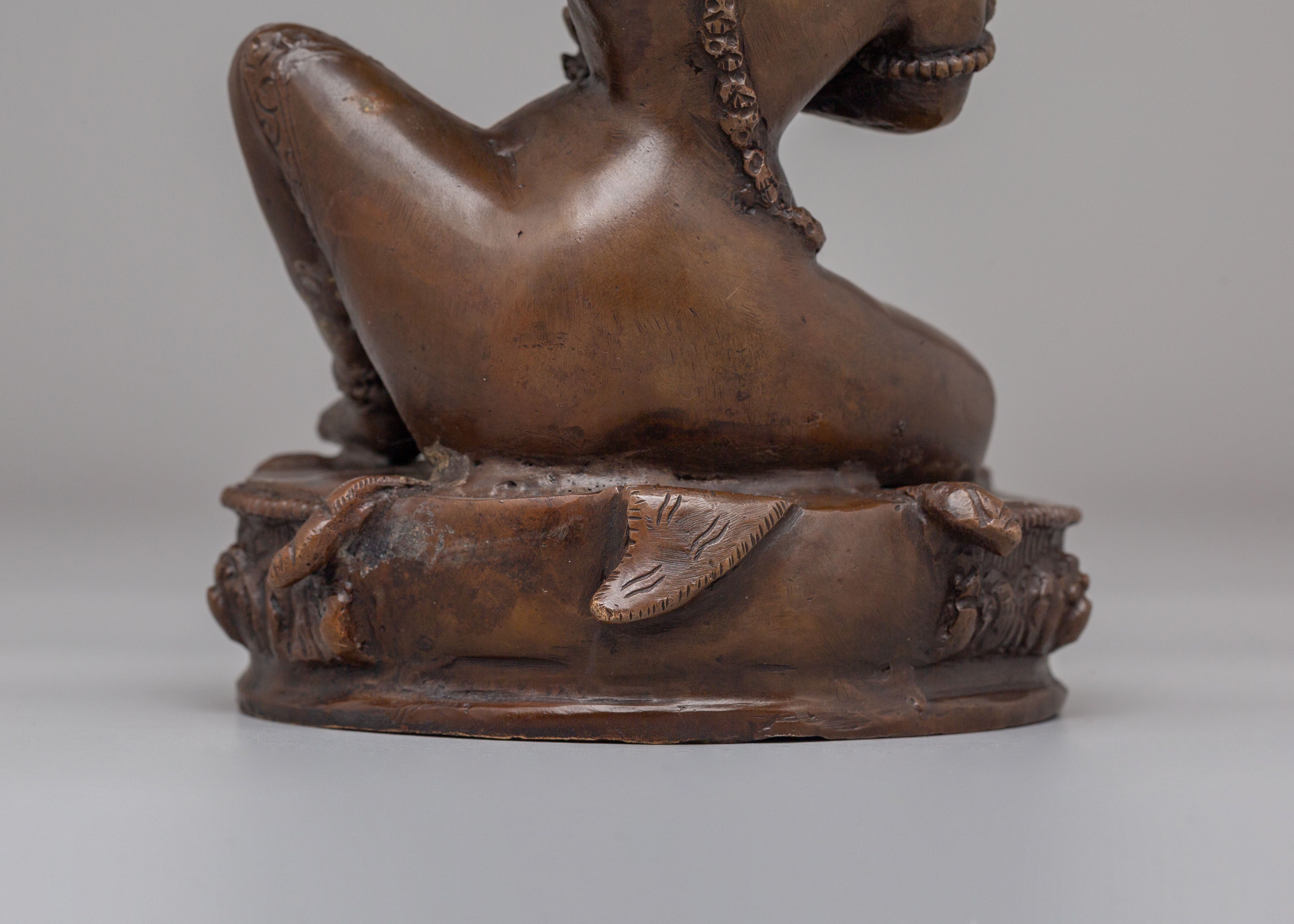 Tibetan Virupa Shrine Sculpture | Oxidized Copper Altar Figurine