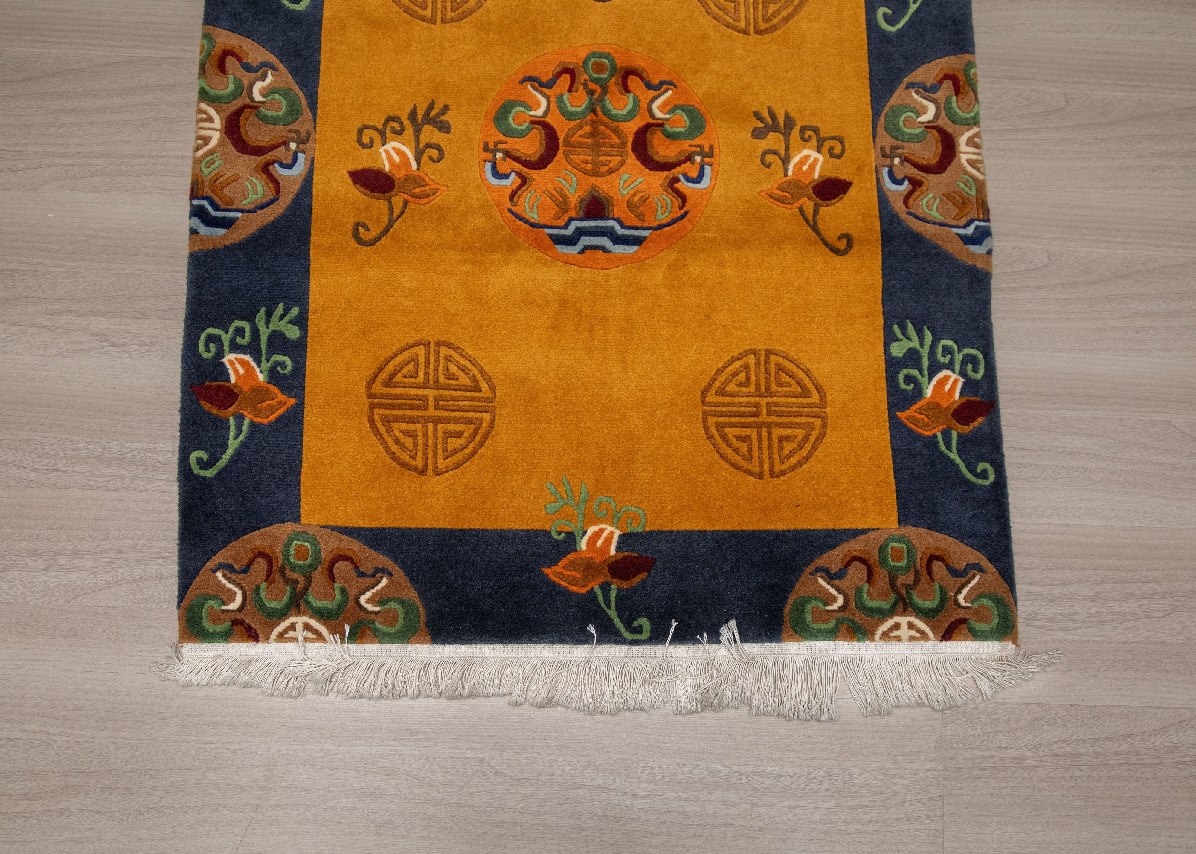Tibetan Wool Rug | Handmade Spiritual Decor
