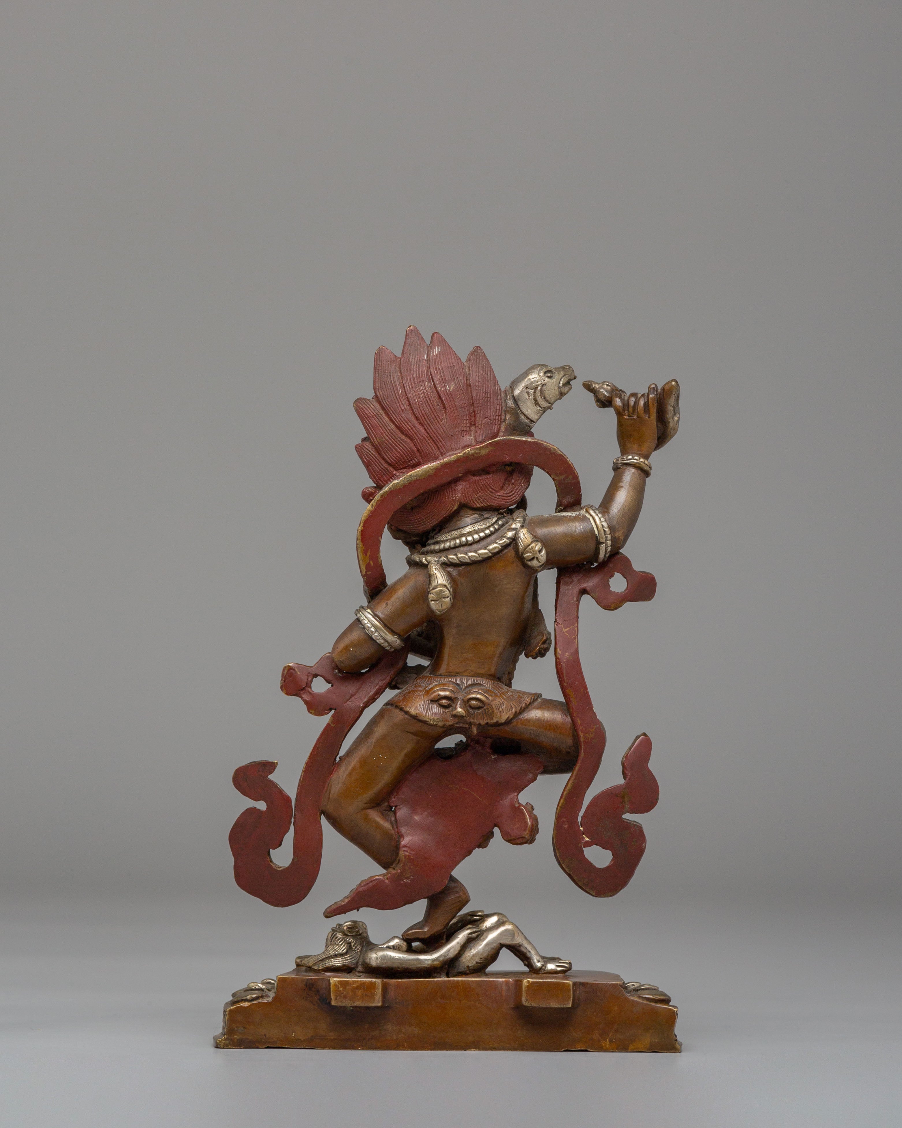 Himalayan Dorje Phagmo Deity Statue | Silver Plated Tibetan Altar Decor