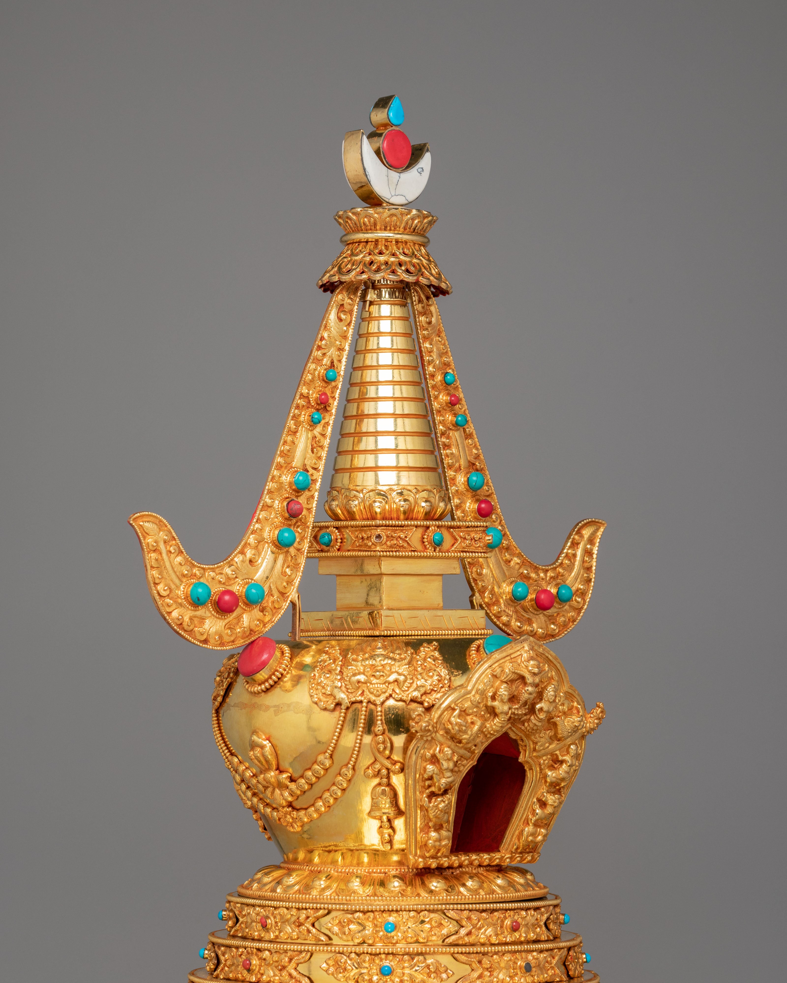 Tibetan Buddhist Namgyalma Stupa | Stupa of Complete Victory | Gold Plated Sacred Stupa