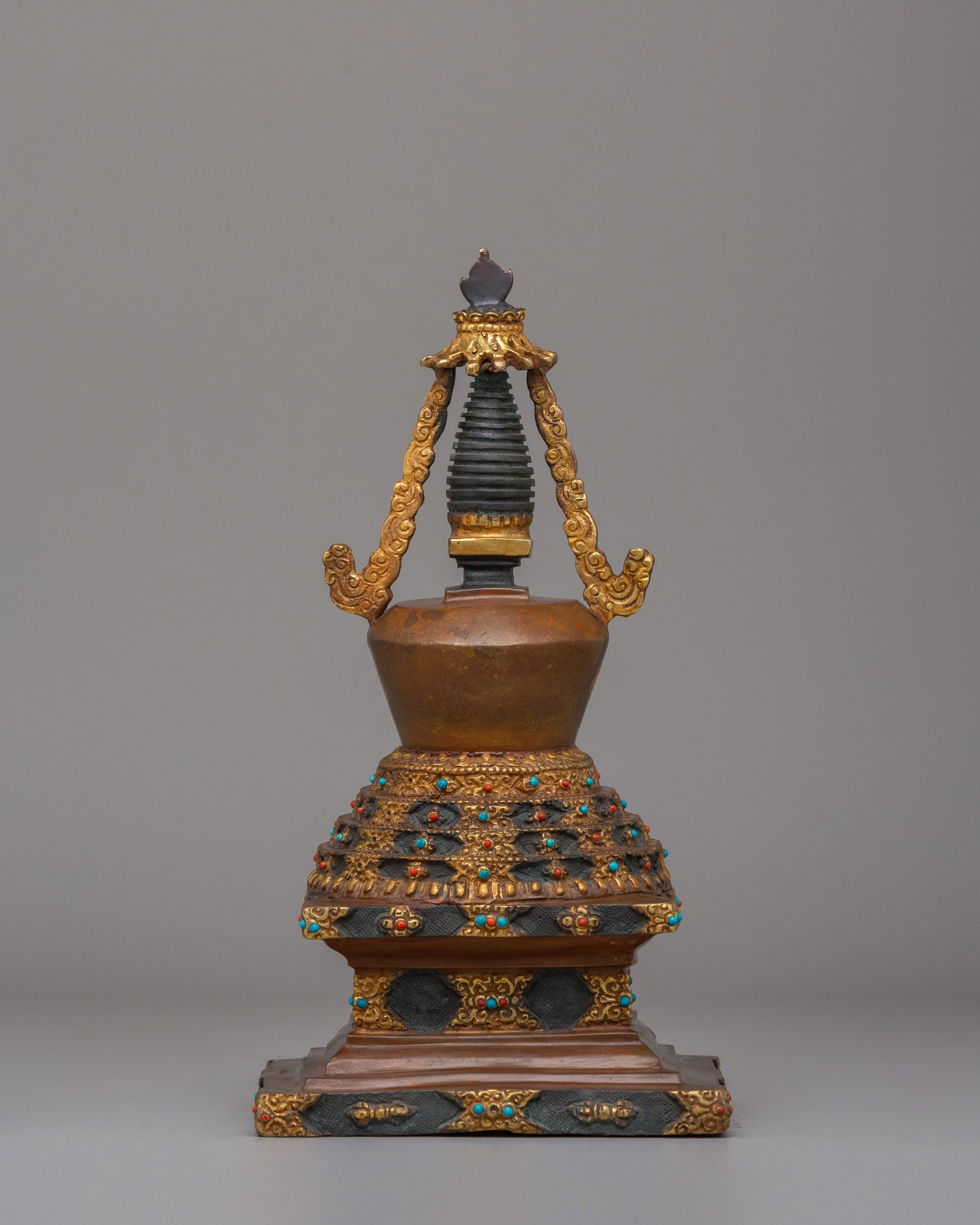 Handcrafted Tibetan Lotus Blossom Stupa | Sacred Spiritual Decor for Altar