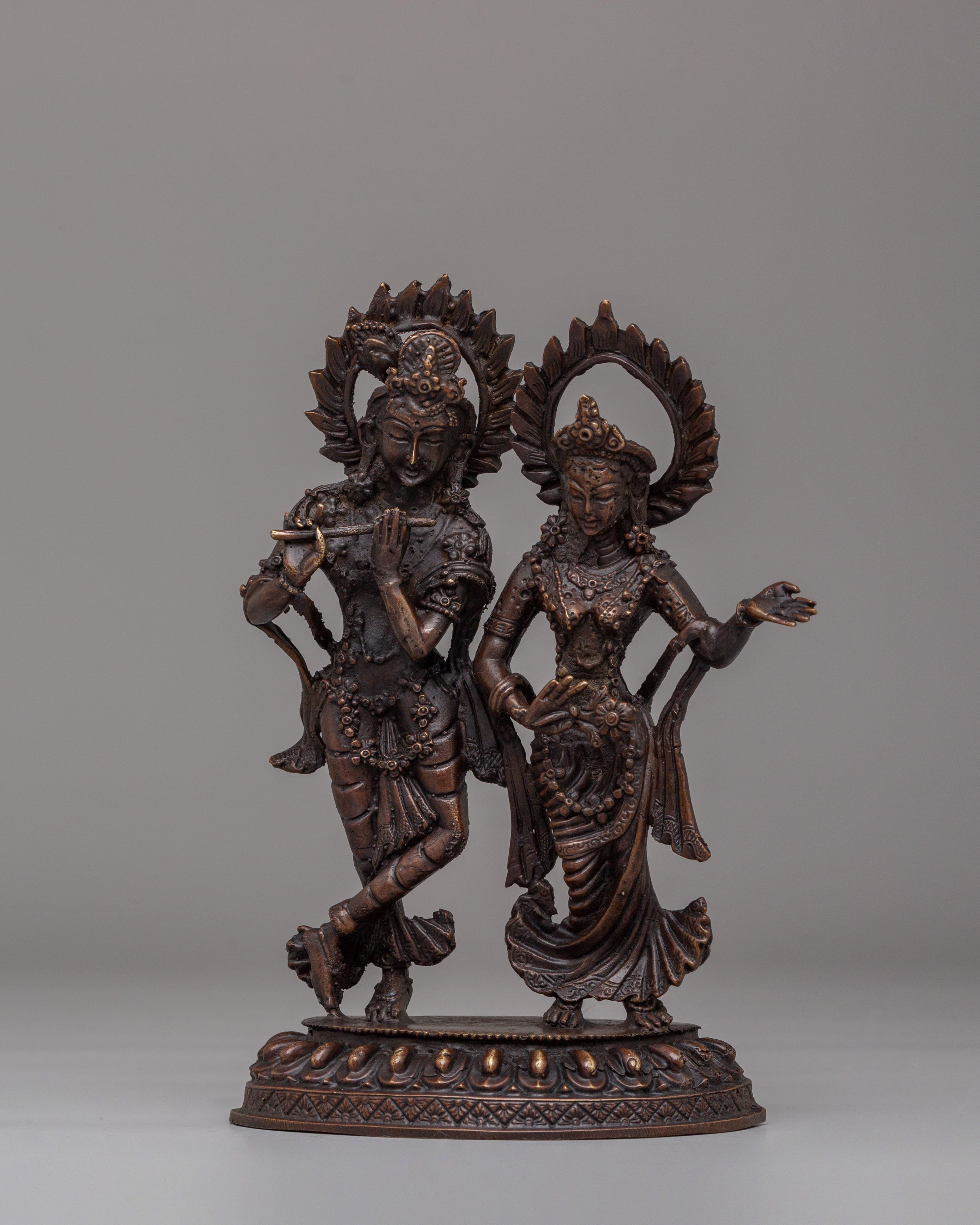 Traditional Sacred Radha Krishna Statue | Hindu Deity Figurine