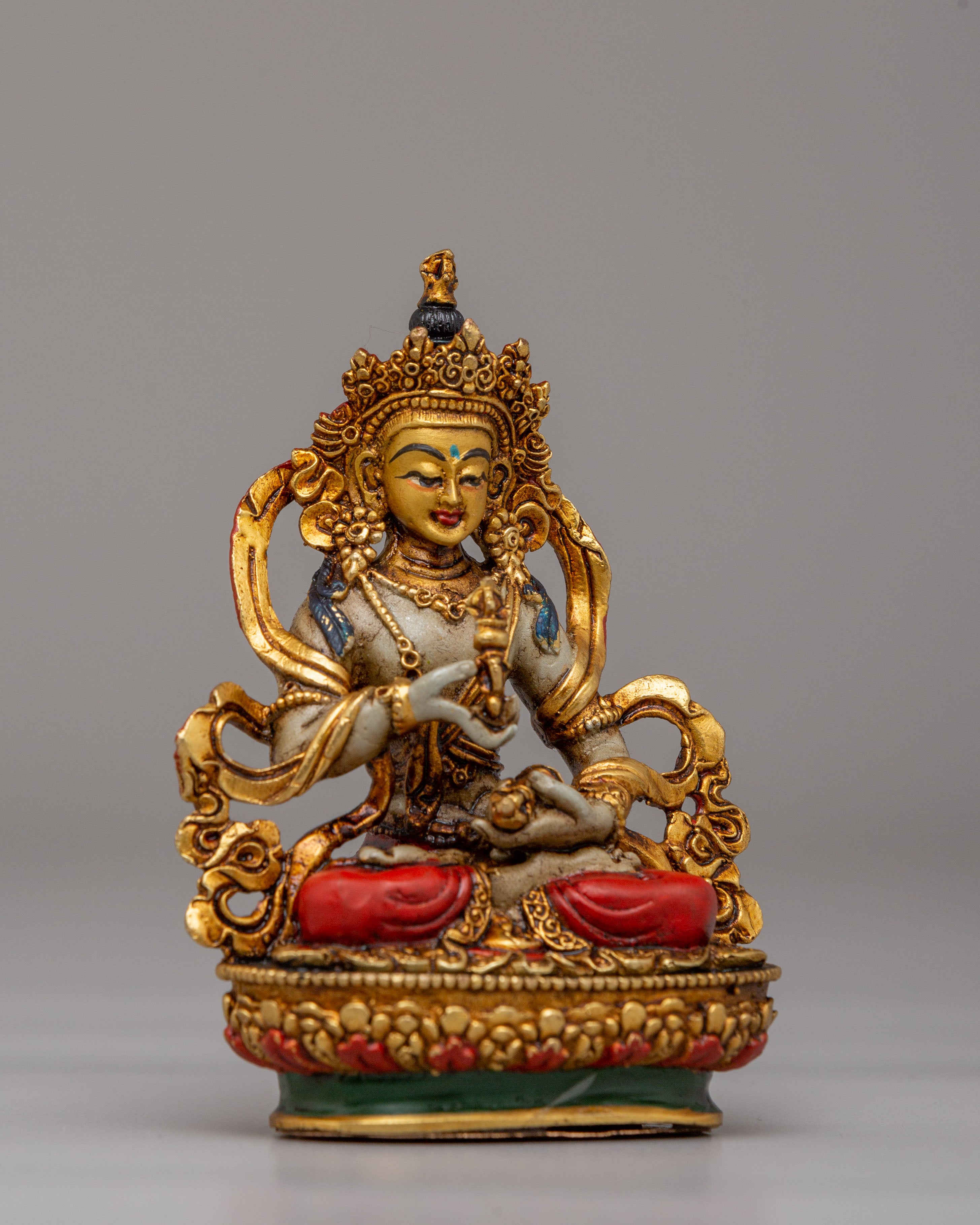 Ceremonial Vajrasattva Shrine Statue | 24K Gold Plated Tibetan Buddha