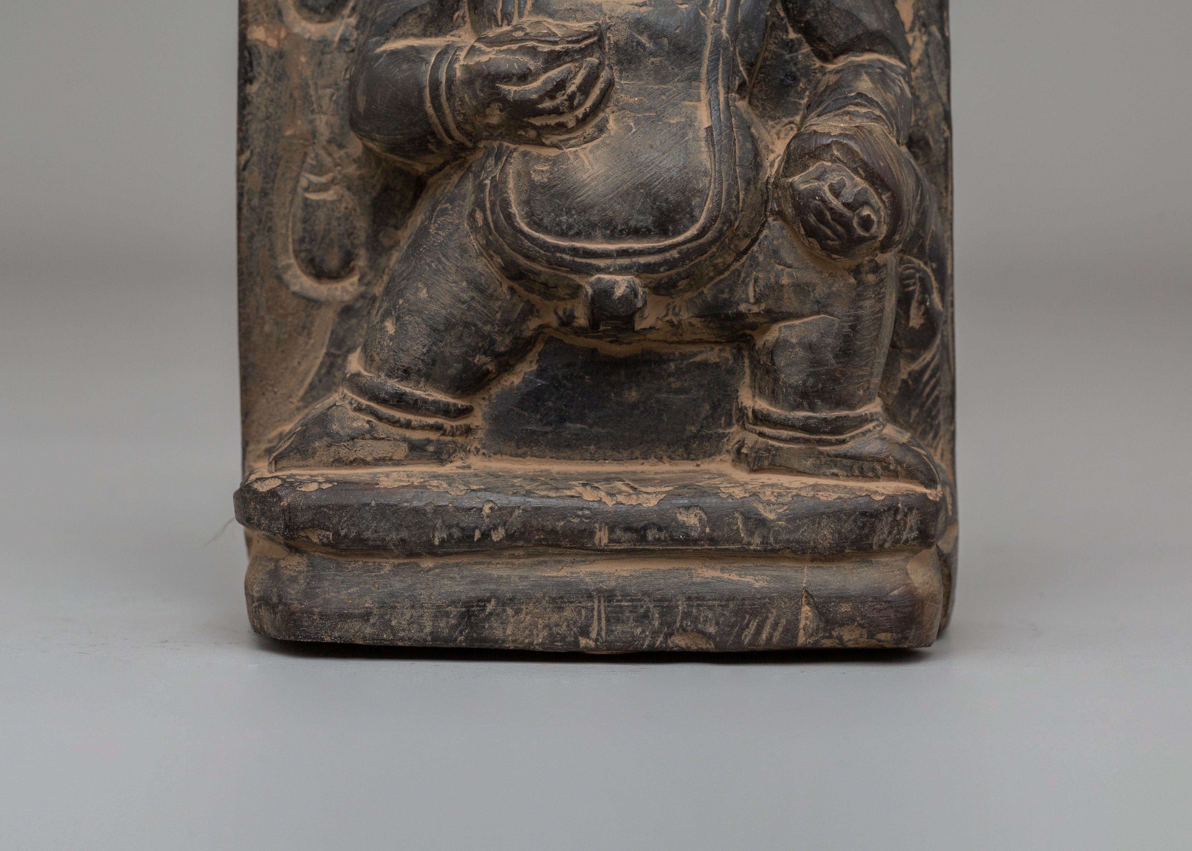 Spiritual Black Dzambhala Sculpture | Wealth Deity Figurine for Abundance and Protection