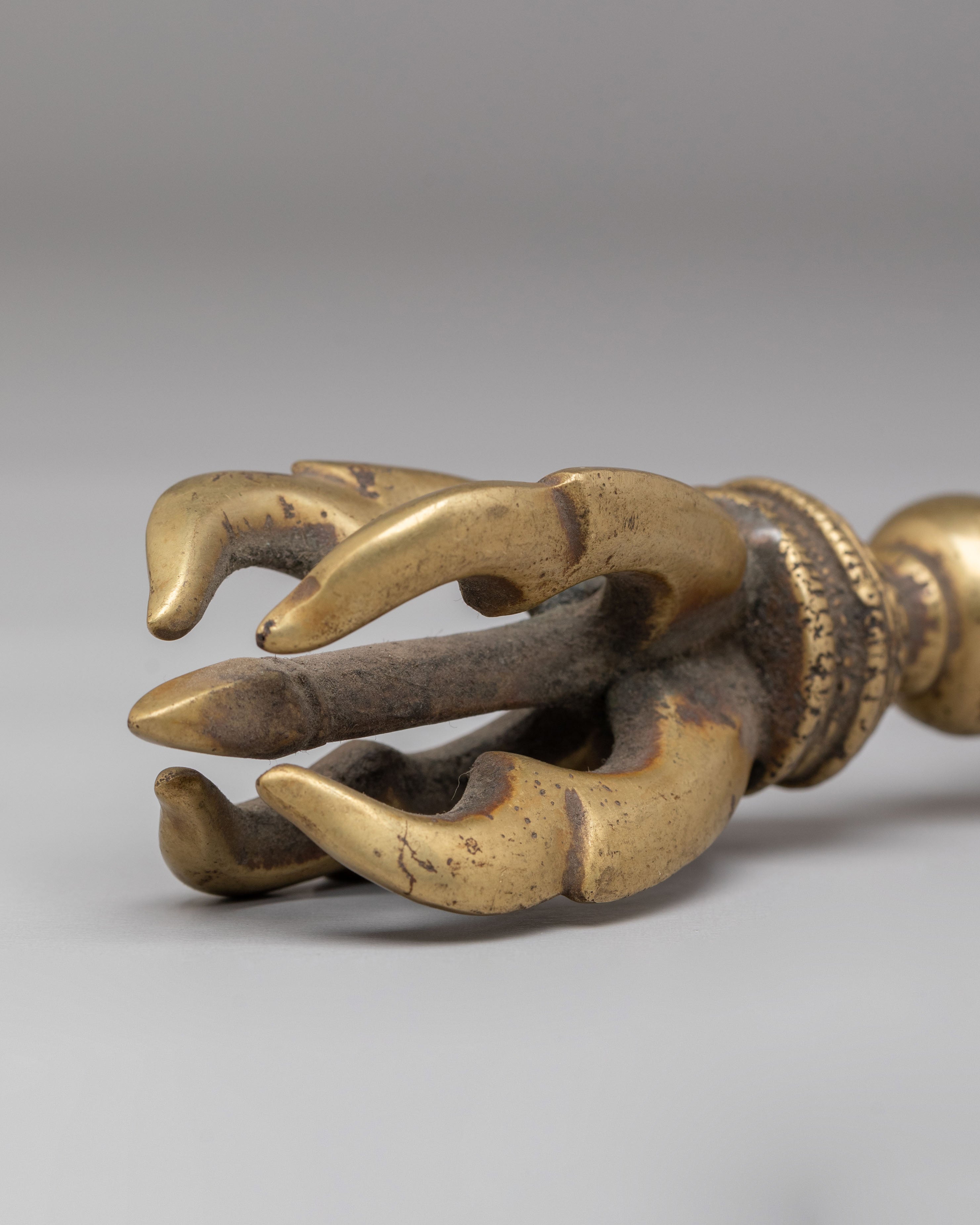 Sacred Tibetan Vajra Ritual Tool | 3-Pronged Open Vajra for Meditation & Rituals