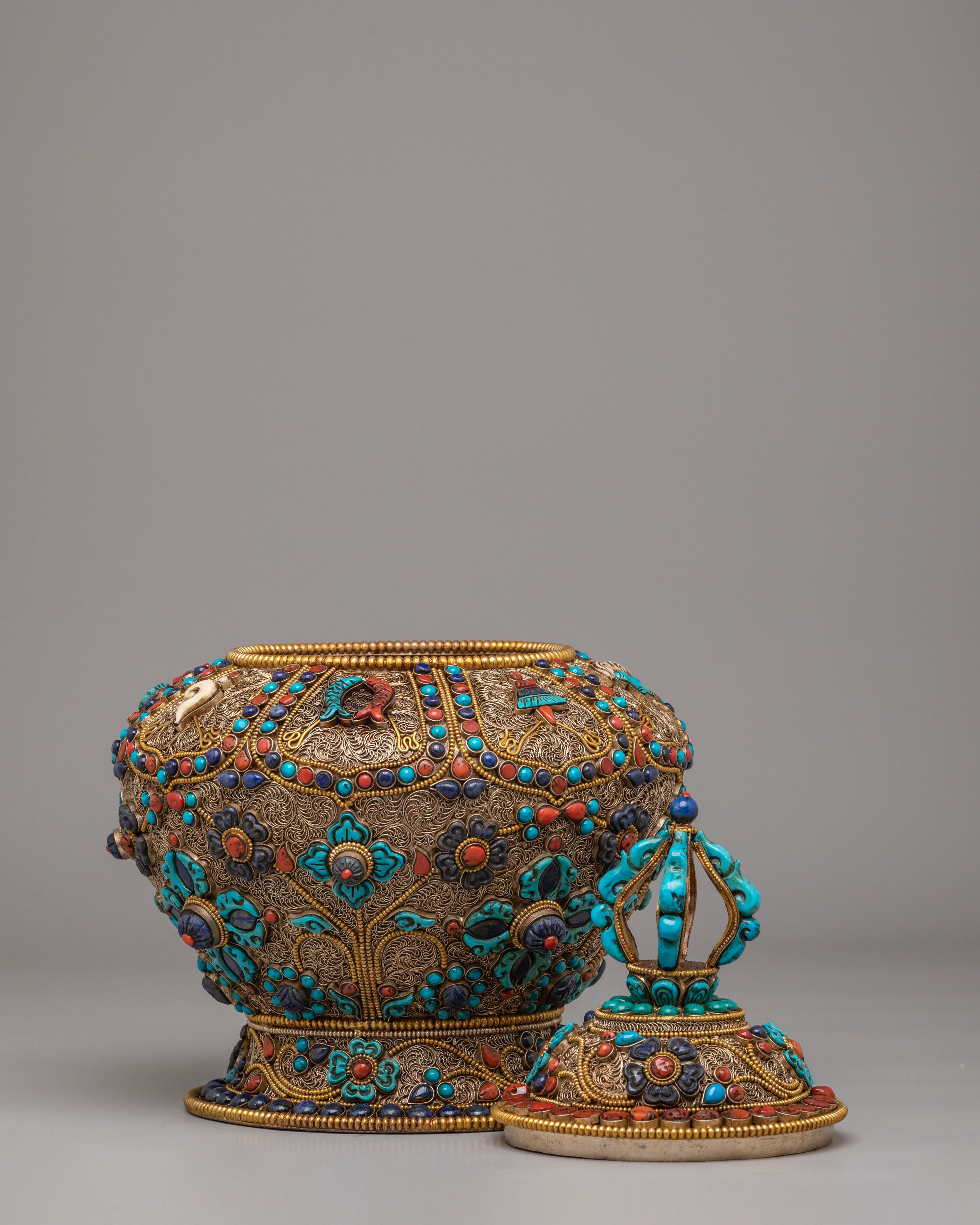 Ceremonial Ritual Rice Pot | Tibetan Ceremonial Offering Vessel