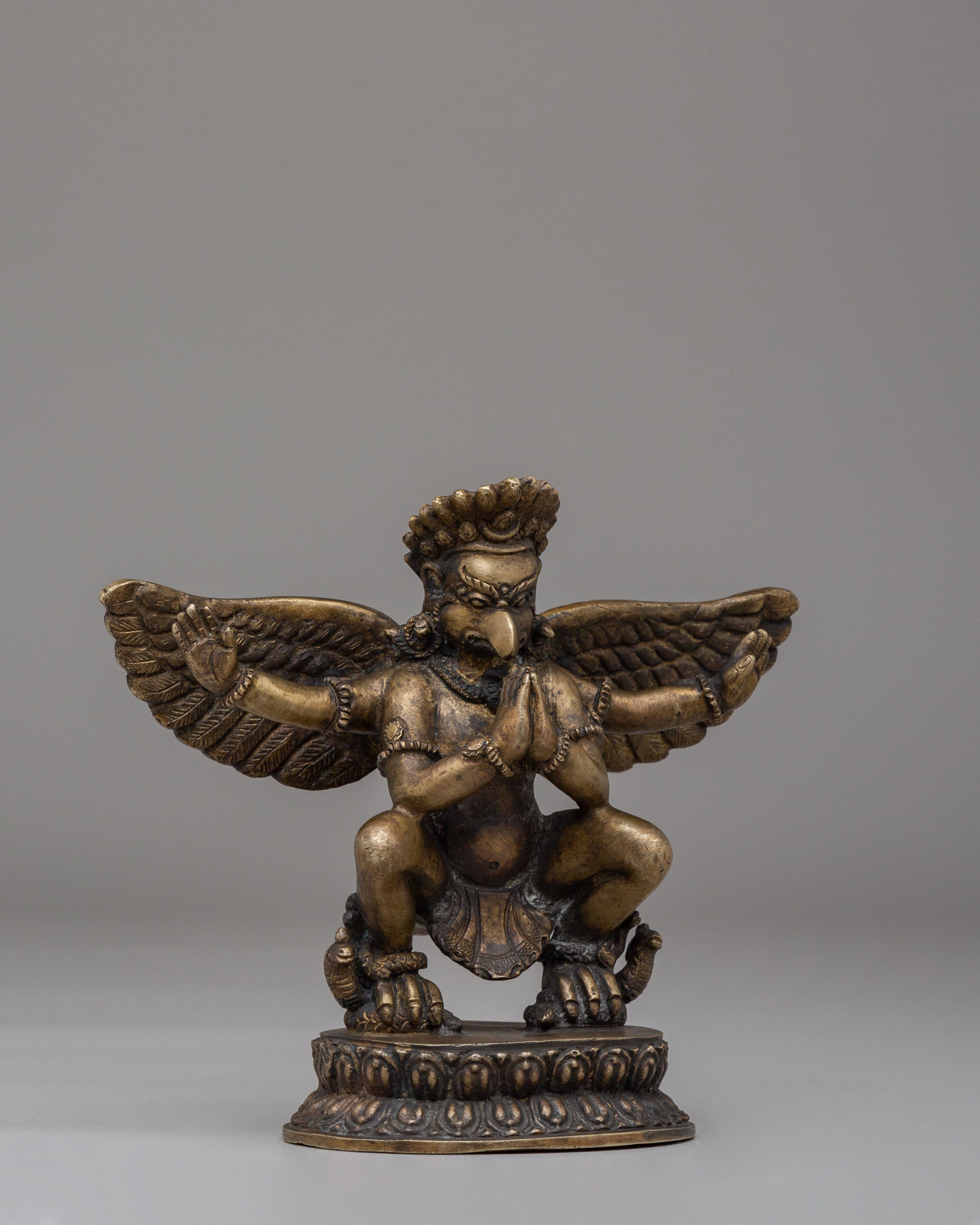 Protective Garuda Deity Statue | Handcrafted Bronze Sculpture for Spiritual Home Decor
