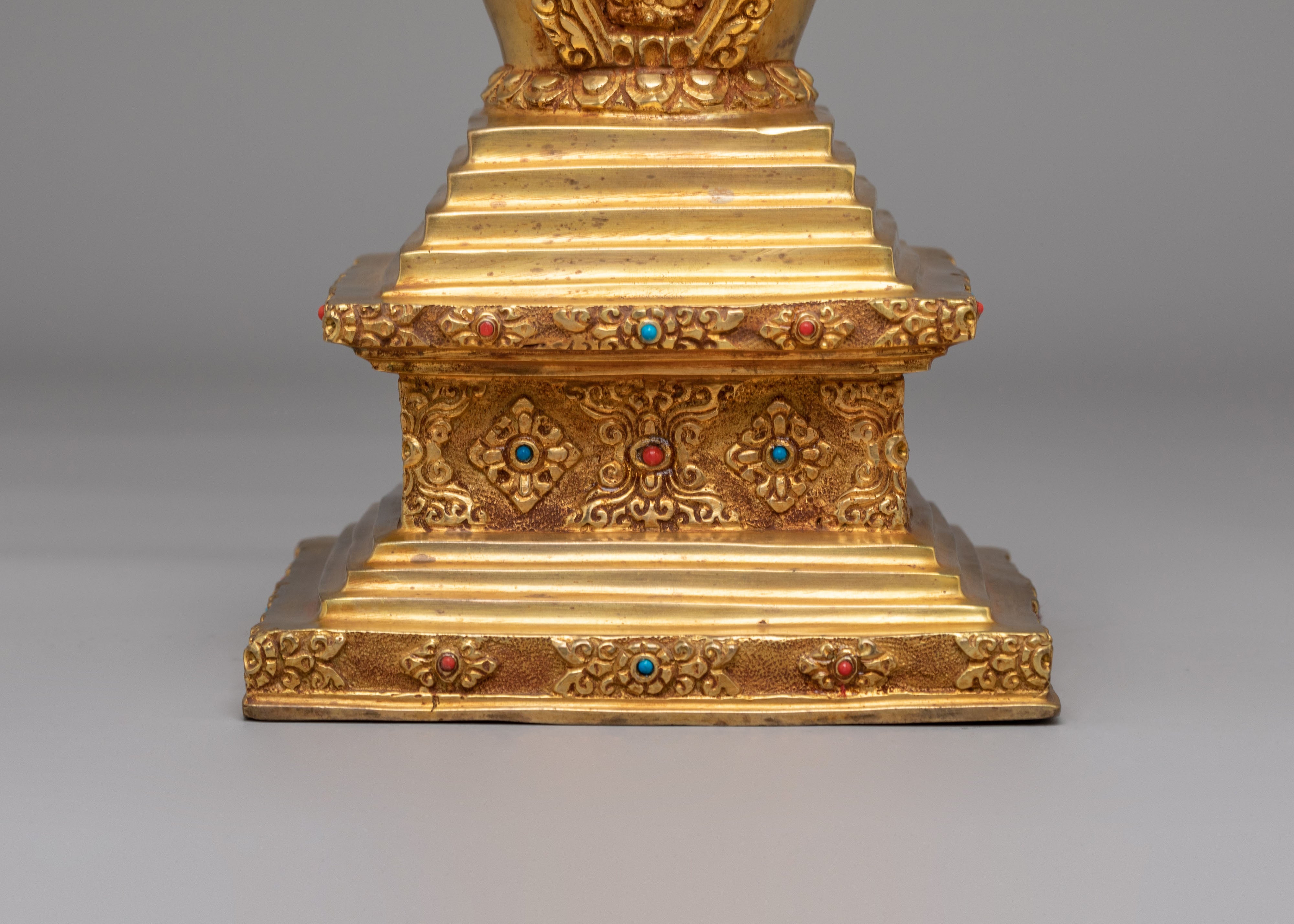 Handmade Sacred Enlightenment Stupa | Gold Plated Buddhist Decor