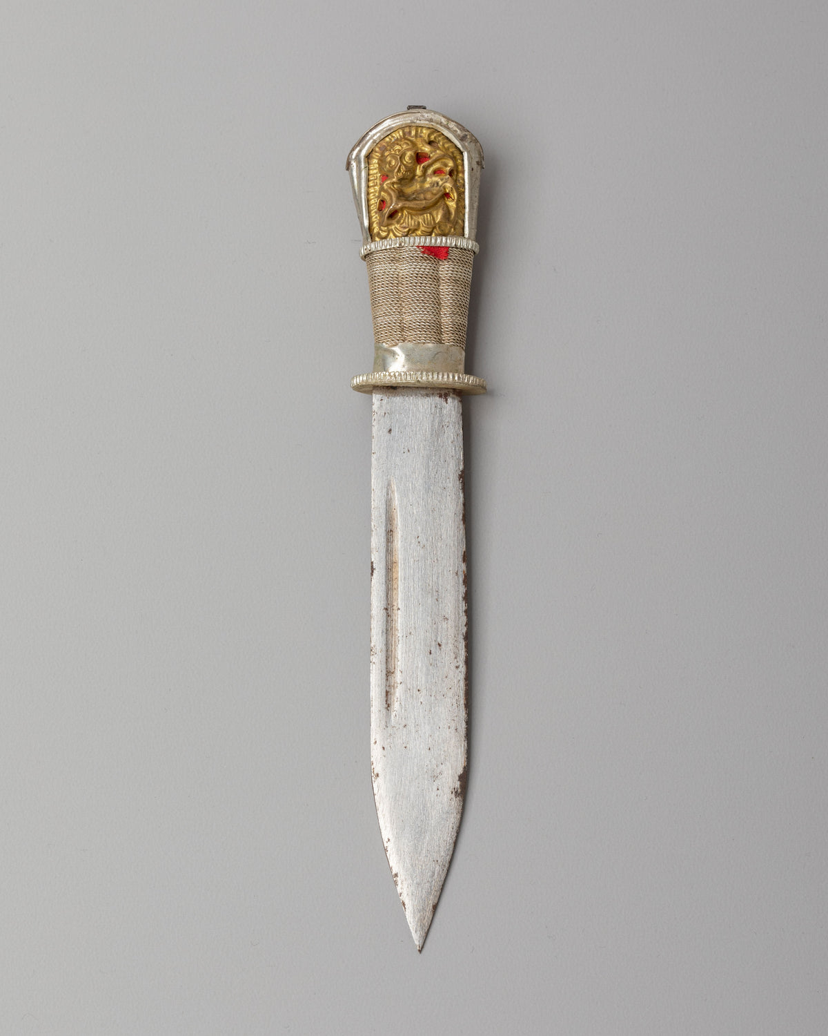 Buddhist Ceremonial Ritual Knife | Silver and Gold Plated Himalayan Ritual Object