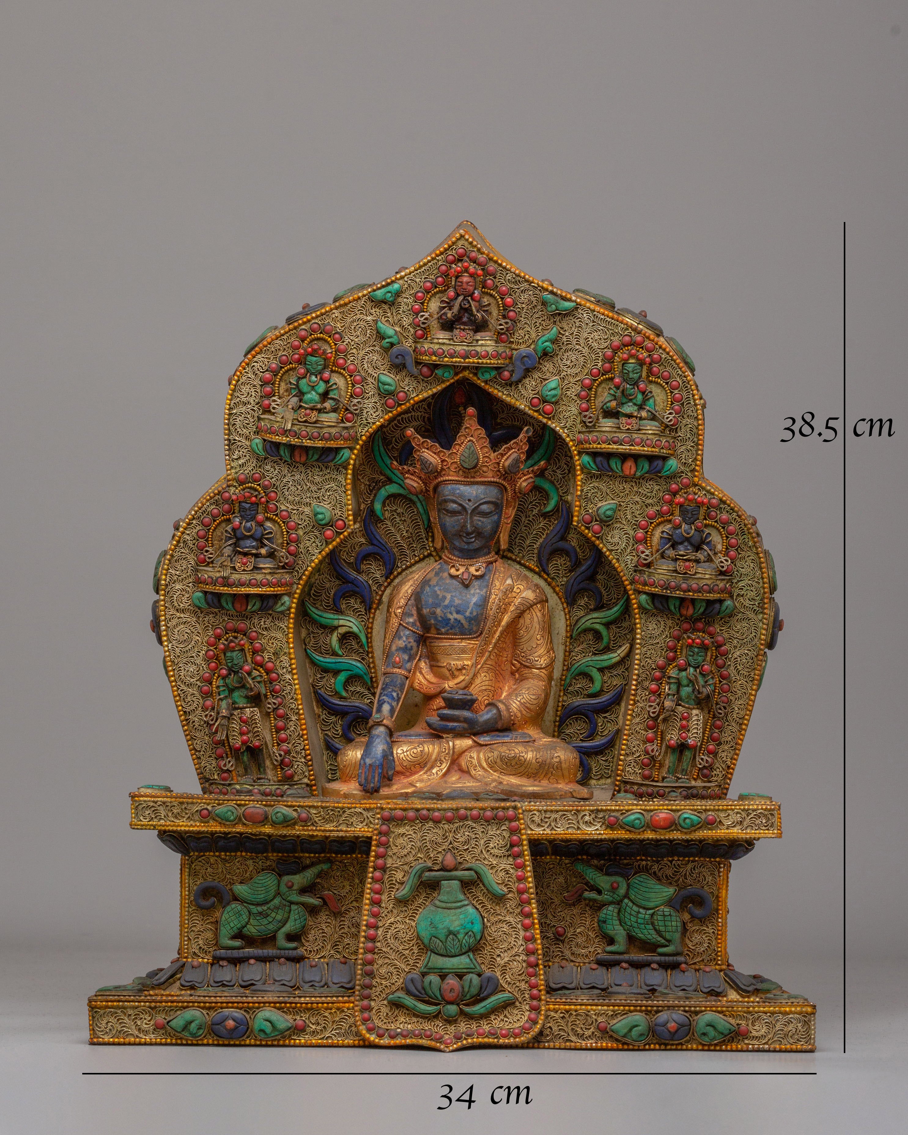 Himalayan Crowned Shakyamuni Buddha Statue | Crowned Buddha Figurine