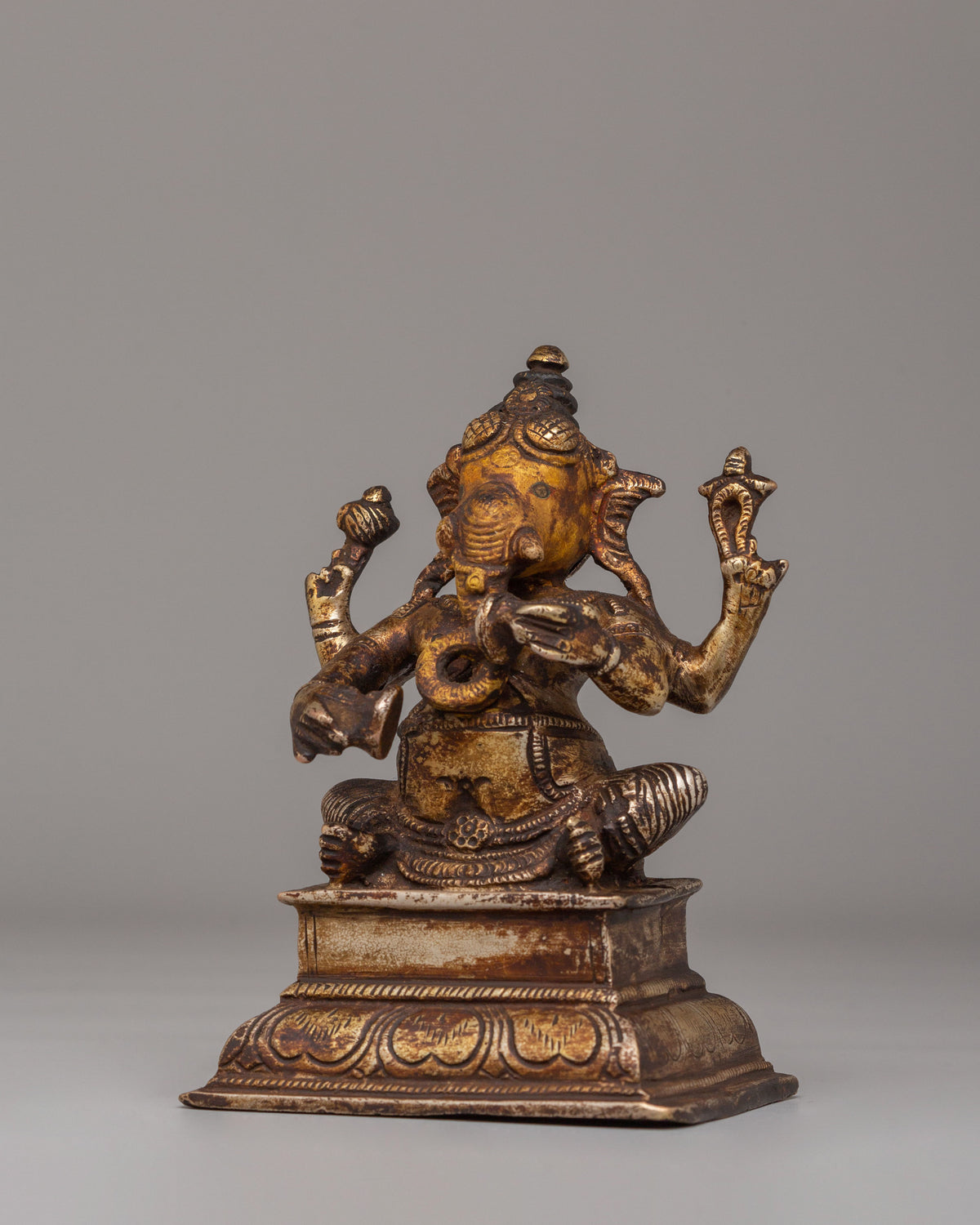 Ganesha Prosperity Statue | Antique Finishing, 24K Gold Plating, and Silver Plating