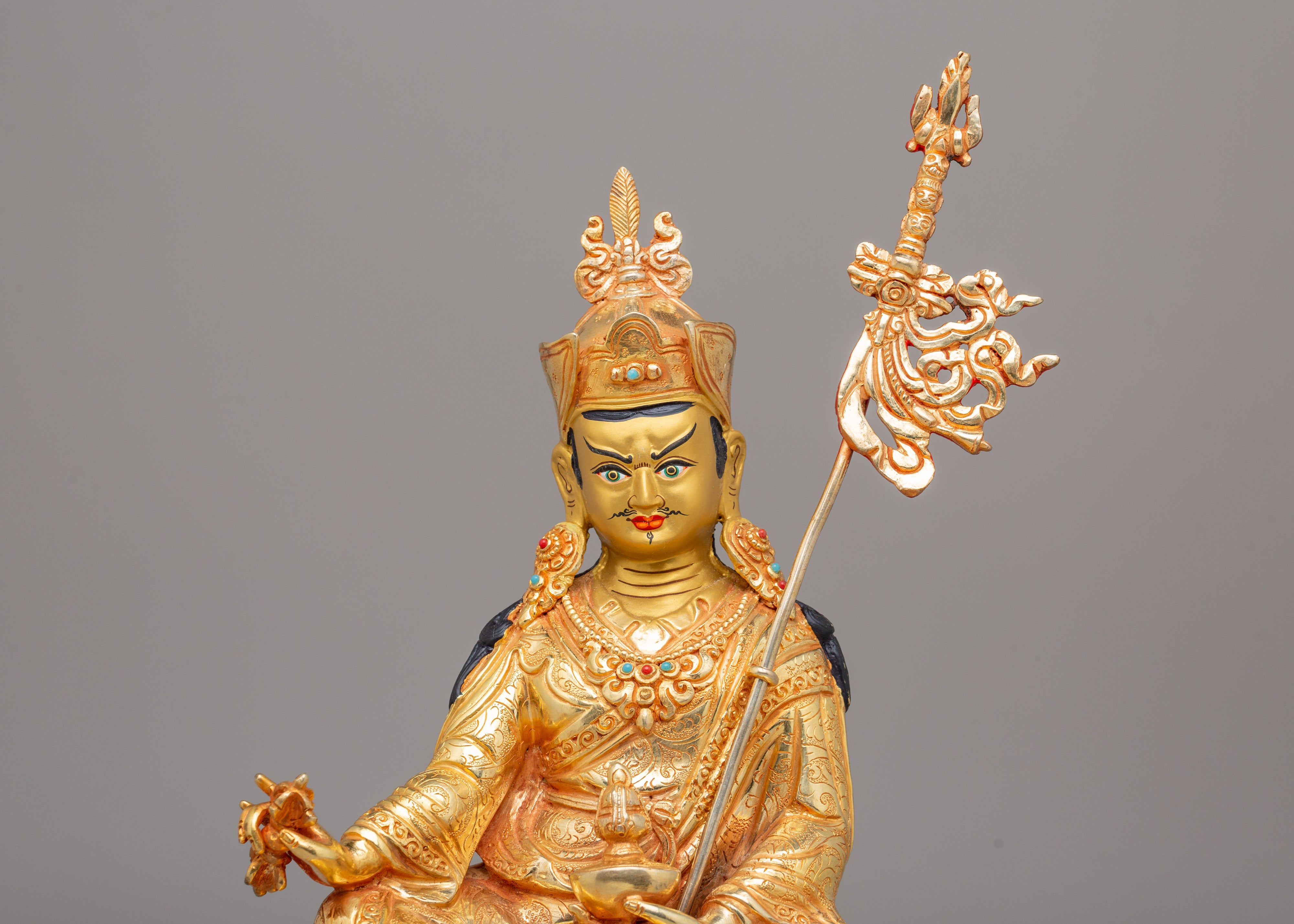 Golden Guru Rinpoche Statue | Traditional Artwork