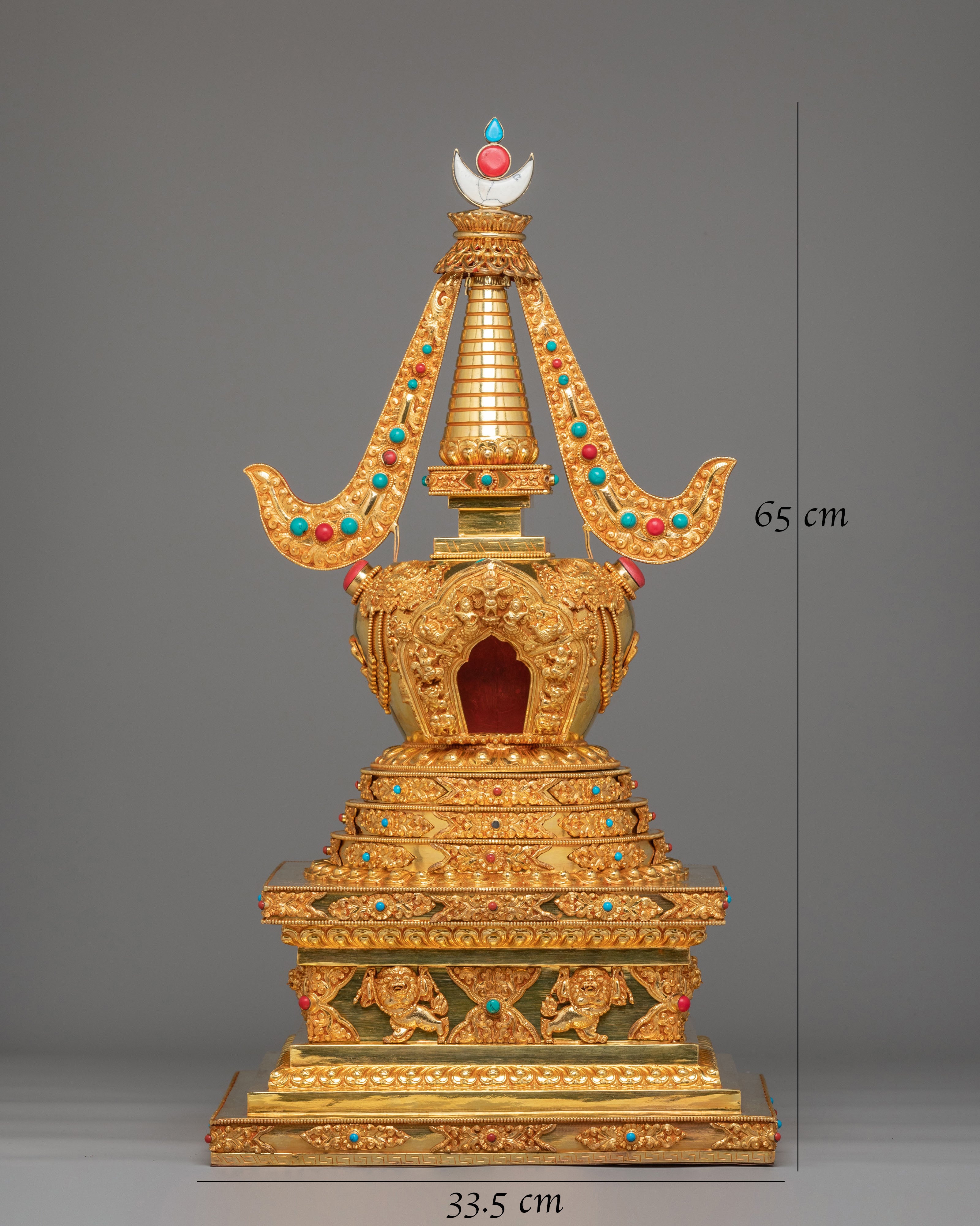 Tibetan Buddhist Namgyalma Stupa | Stupa of Complete Victory | Gold Plated Sacred Stupa