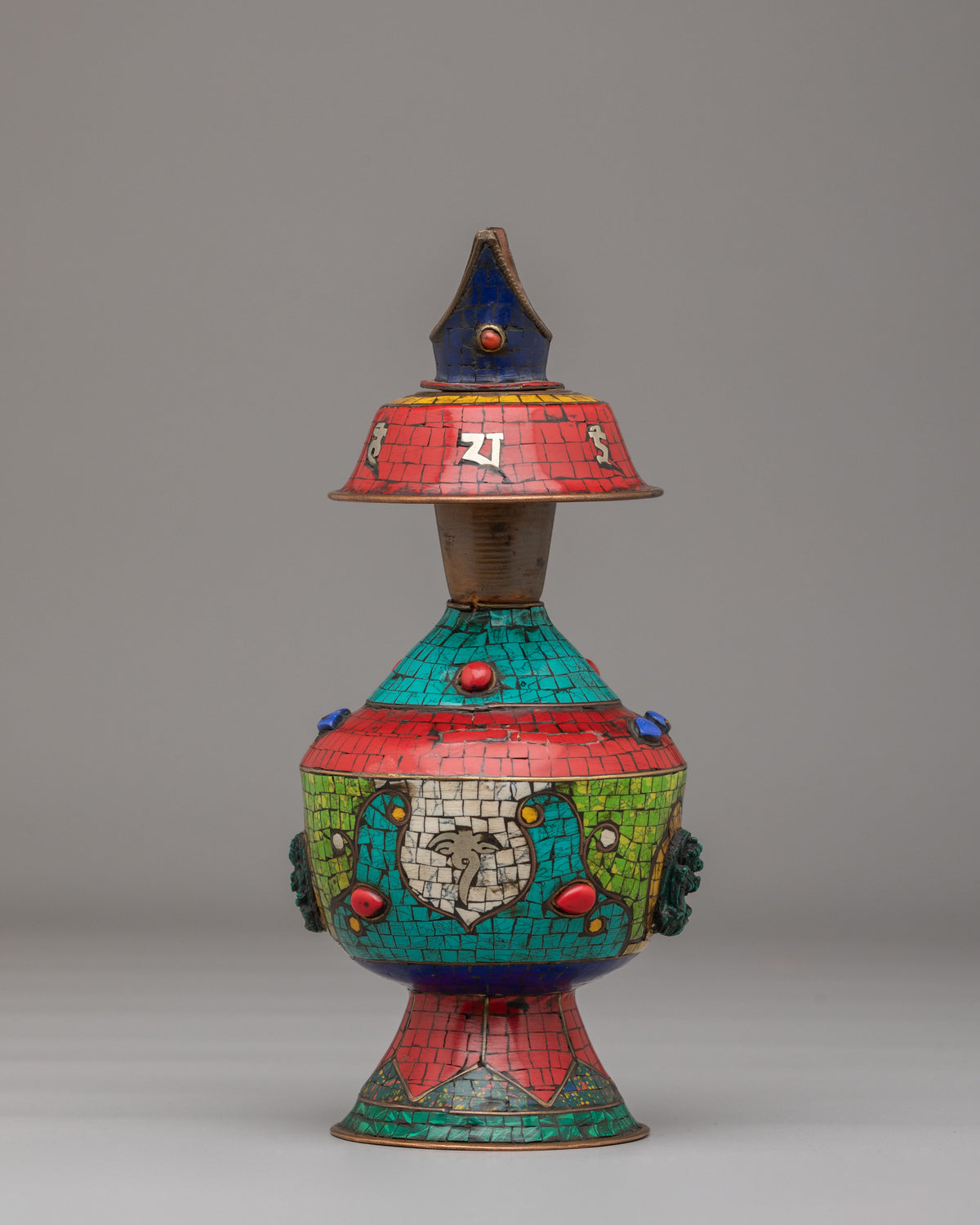 Handcrafted Bhumba with Green Tara | Tibetan Ritual Vessel for Sacred Offerings