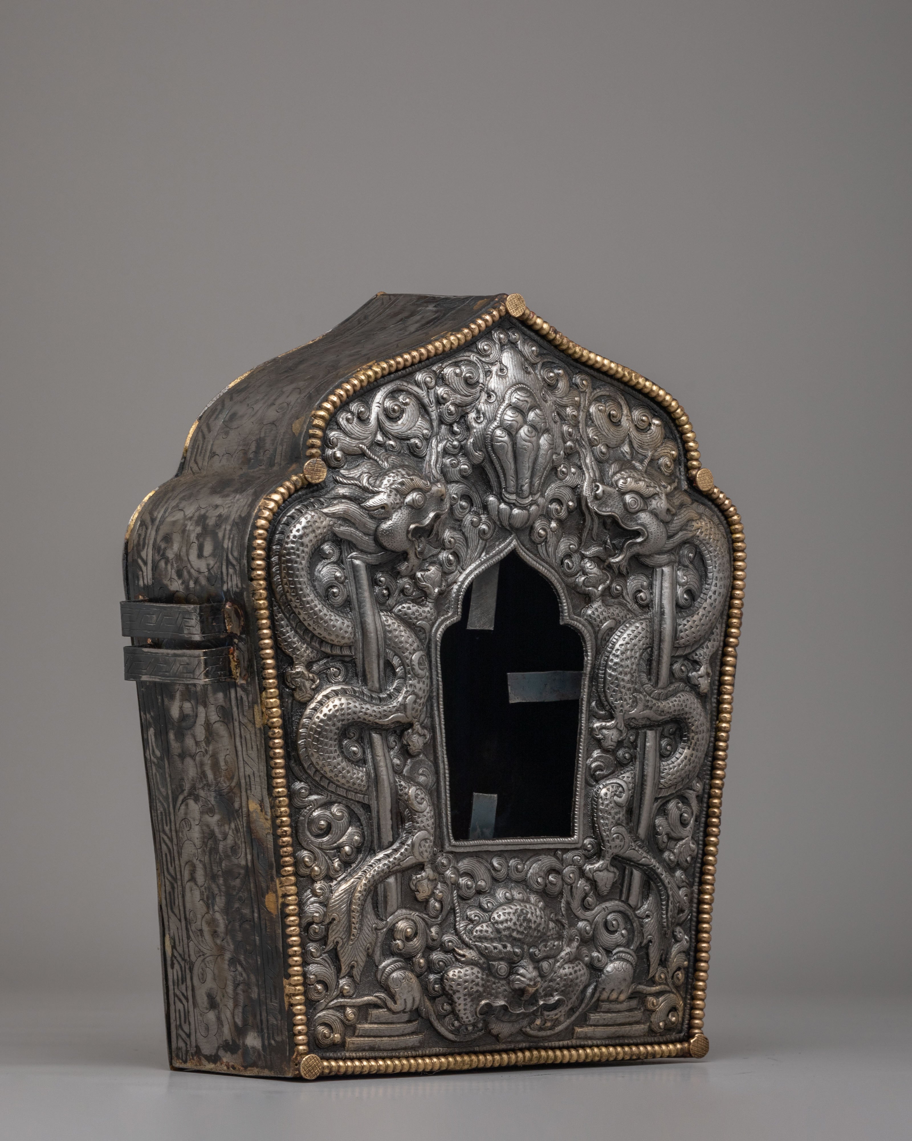 Handcrafted Prayer Amulet Box | Sacred Iron Ghau Box for Spiritual Protection