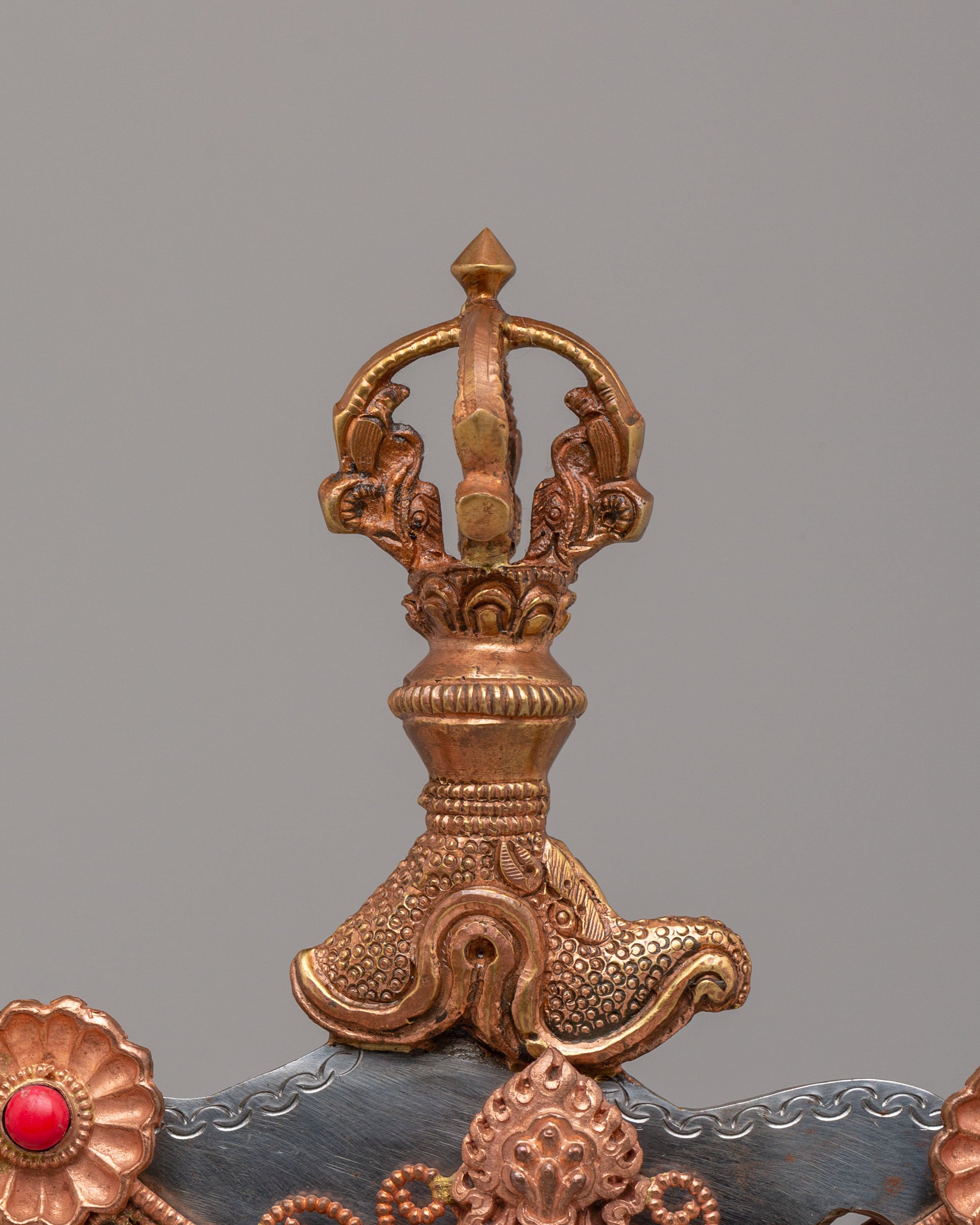 Kartika Ritual Knife With Stand | Copper Kartika with Coral and Turquoise