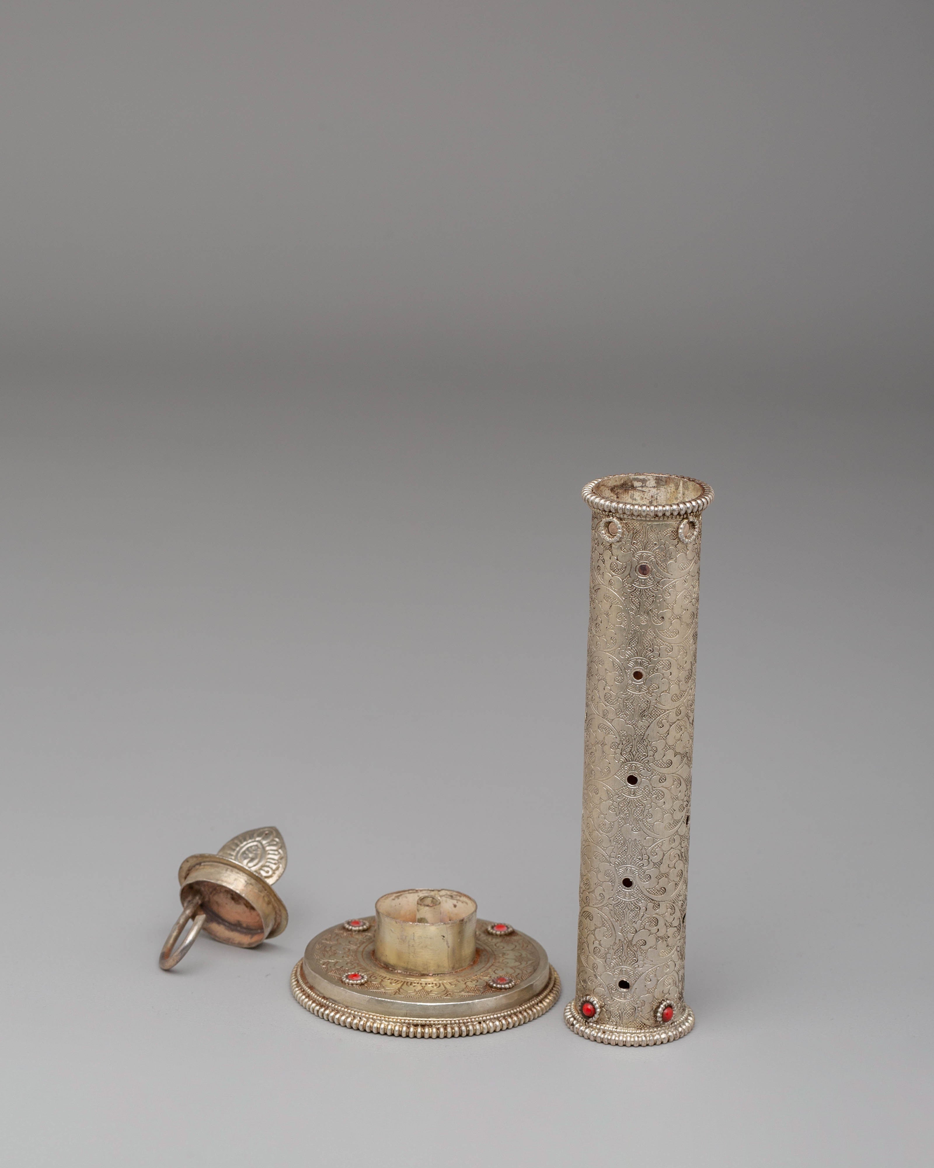 Buddhist Incense Holder for Rituals | Handcrafted Gemstone & Silver Design