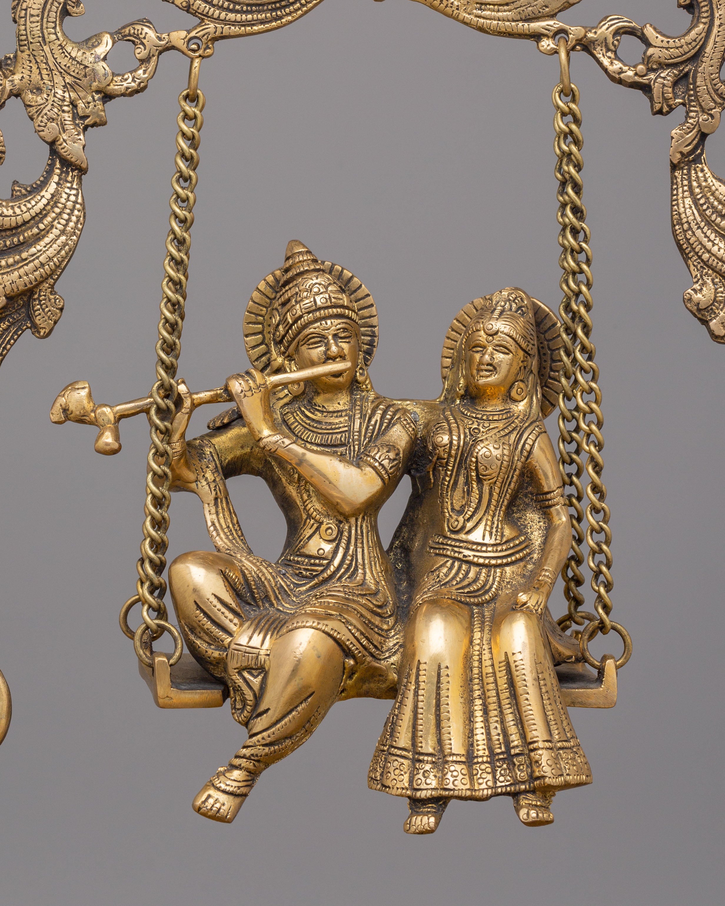 Radha Krishna Jhoola Urli | Decorative Brass Swing Url Bowl