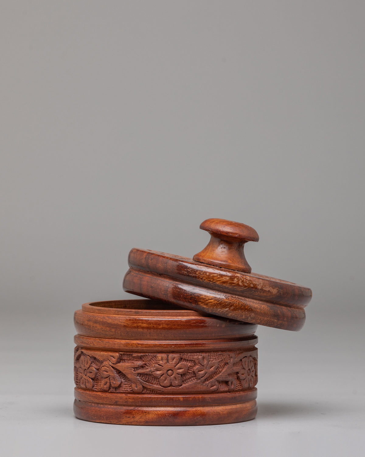 Handcrafted Tibetan Offering Rice Pot | Wooden Buddhist Altar Container