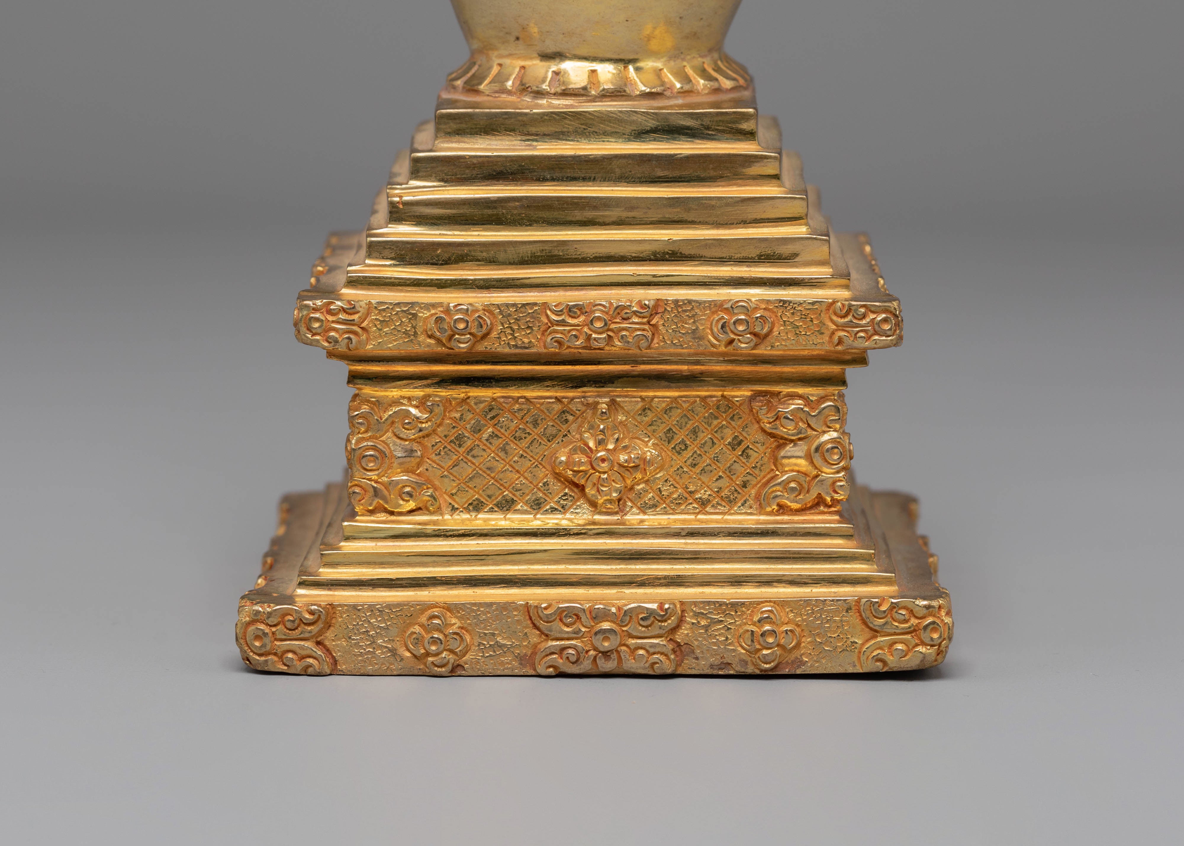Handcrafted Gold-Plated Stupa Statue | Tibetan Ritual Stupa
