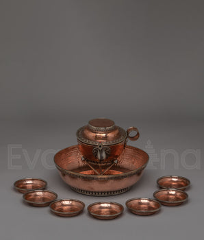 Handcrafted Offering Water Bowls Set | Tibetan Ritual Bowls for Spiritual Offerings