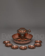 Handcrafted Offering Water Bowls Set | Tibetan Ritual Bowls for Spiritual Offerings