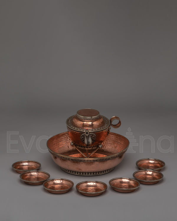 Handcrafted Offering Water Bowls Set | Tibetan Ritual Bowls for Spiritual Offerings