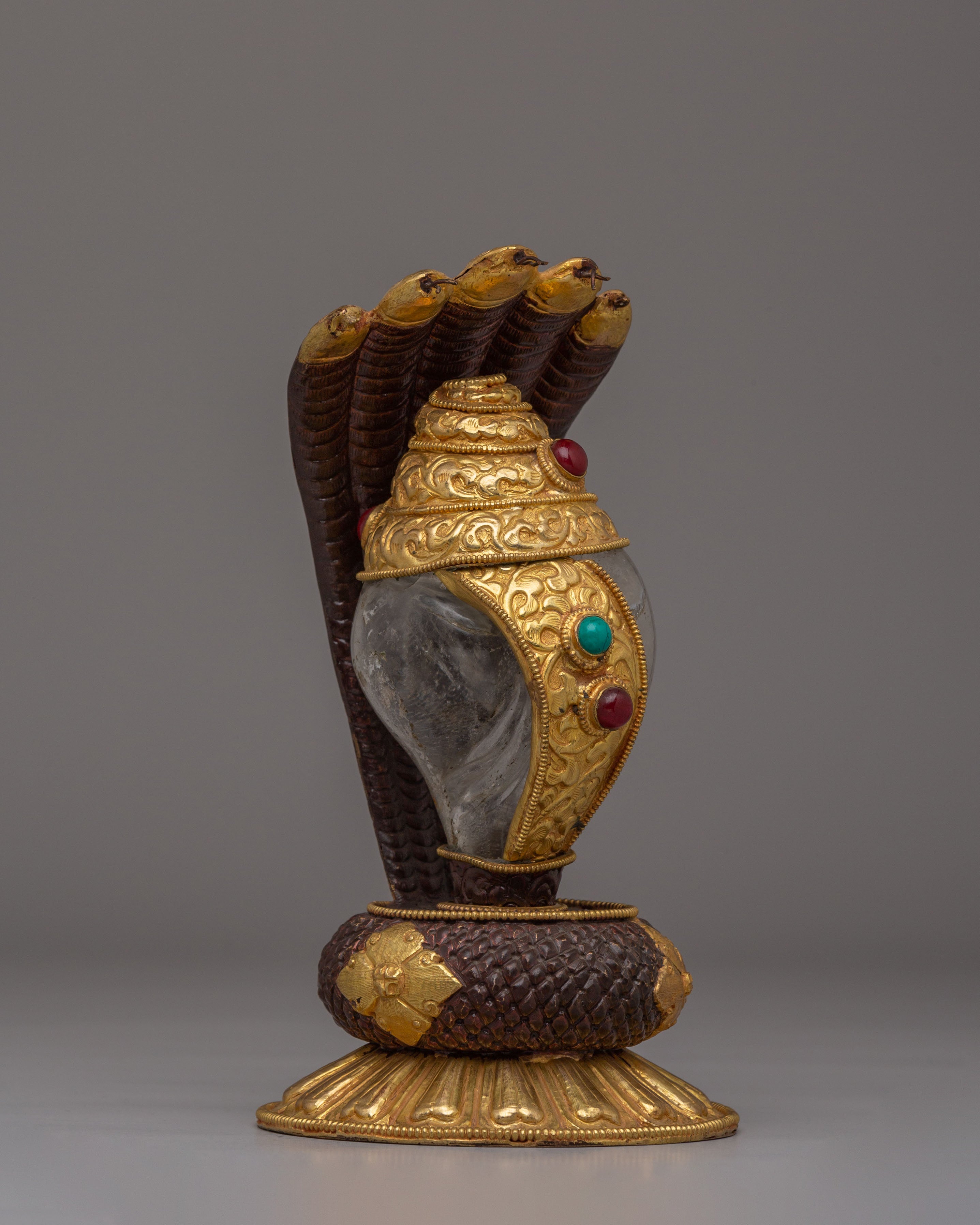 Handmade Buddhist Conch for Rituals | Tibetan Conch for Ritual Practice