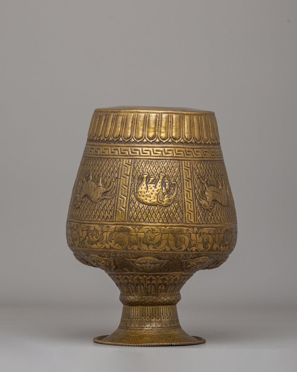 Decorative Himalayan Vase | Handcrafted Brass Tibetan Vessel