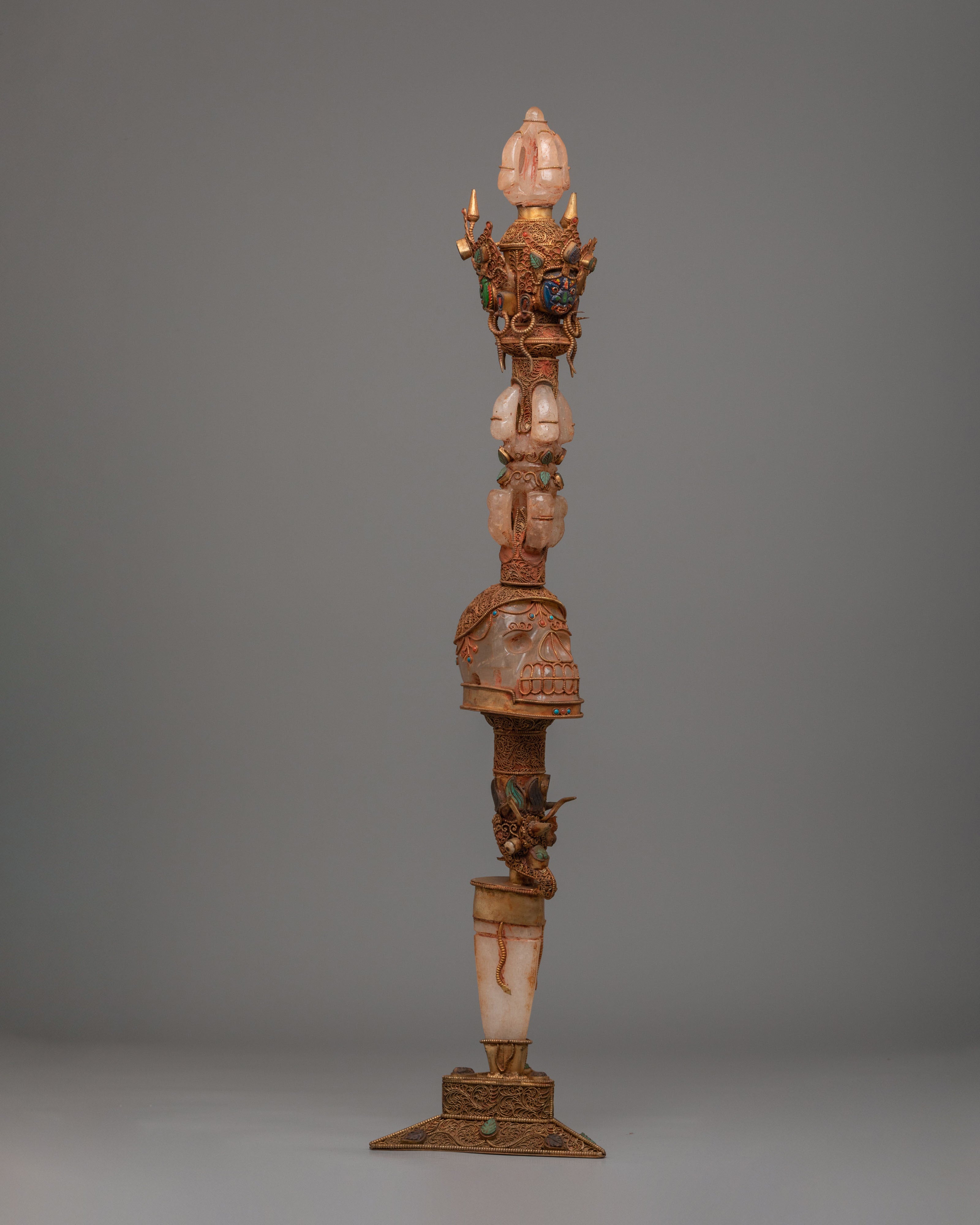 Buddhist Ceremonial Dagger Phurba | Crystal Vajra Dagger for Protection