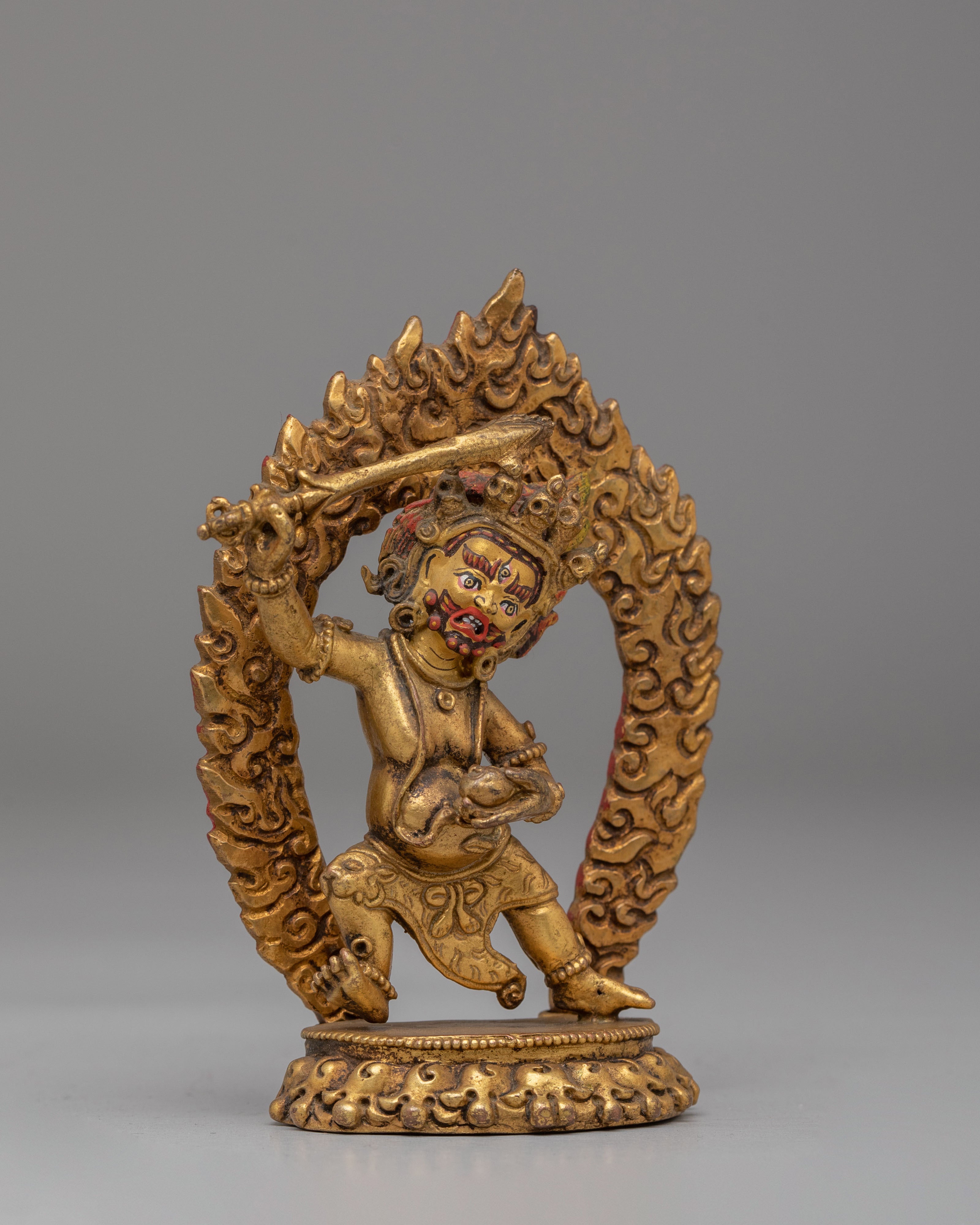 Sacred Tibetan Khadgapani Sculpture | Buddhist Guardian Figurine