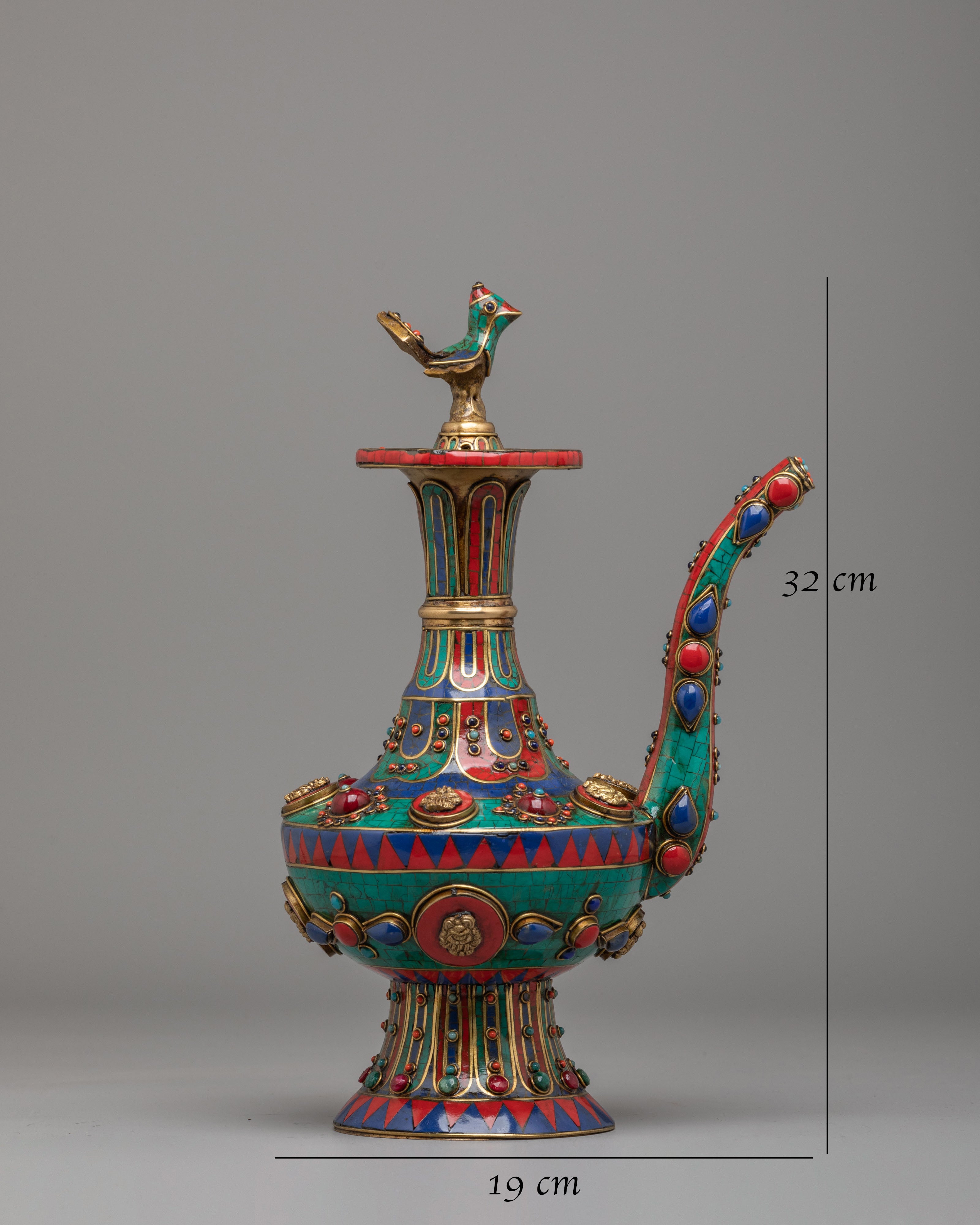 Gemstone Embellished Tea Pot Set | Spiritual Decor for Meditation