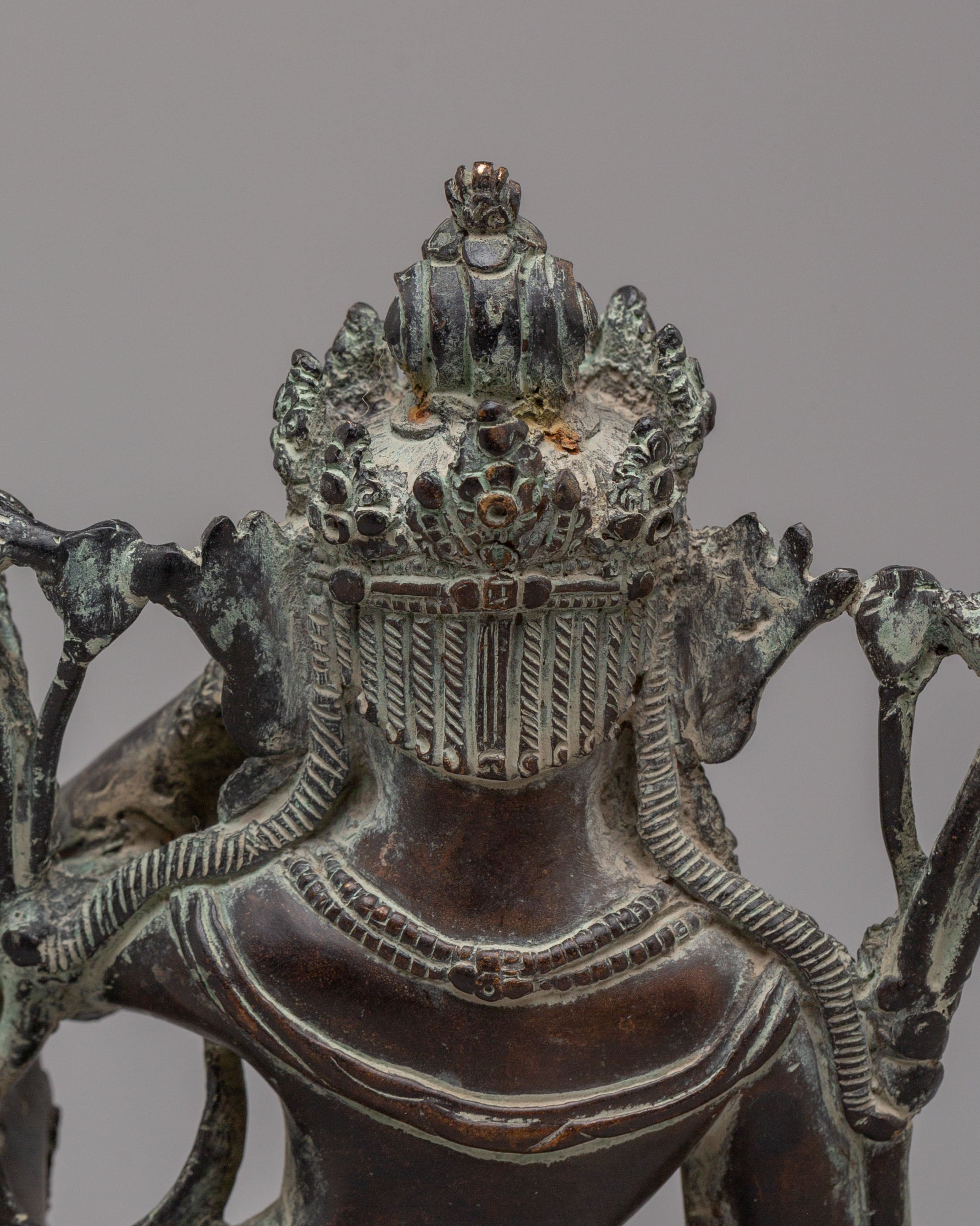 Hindu God Lord Indra Statue | Antique Copper Sculpture