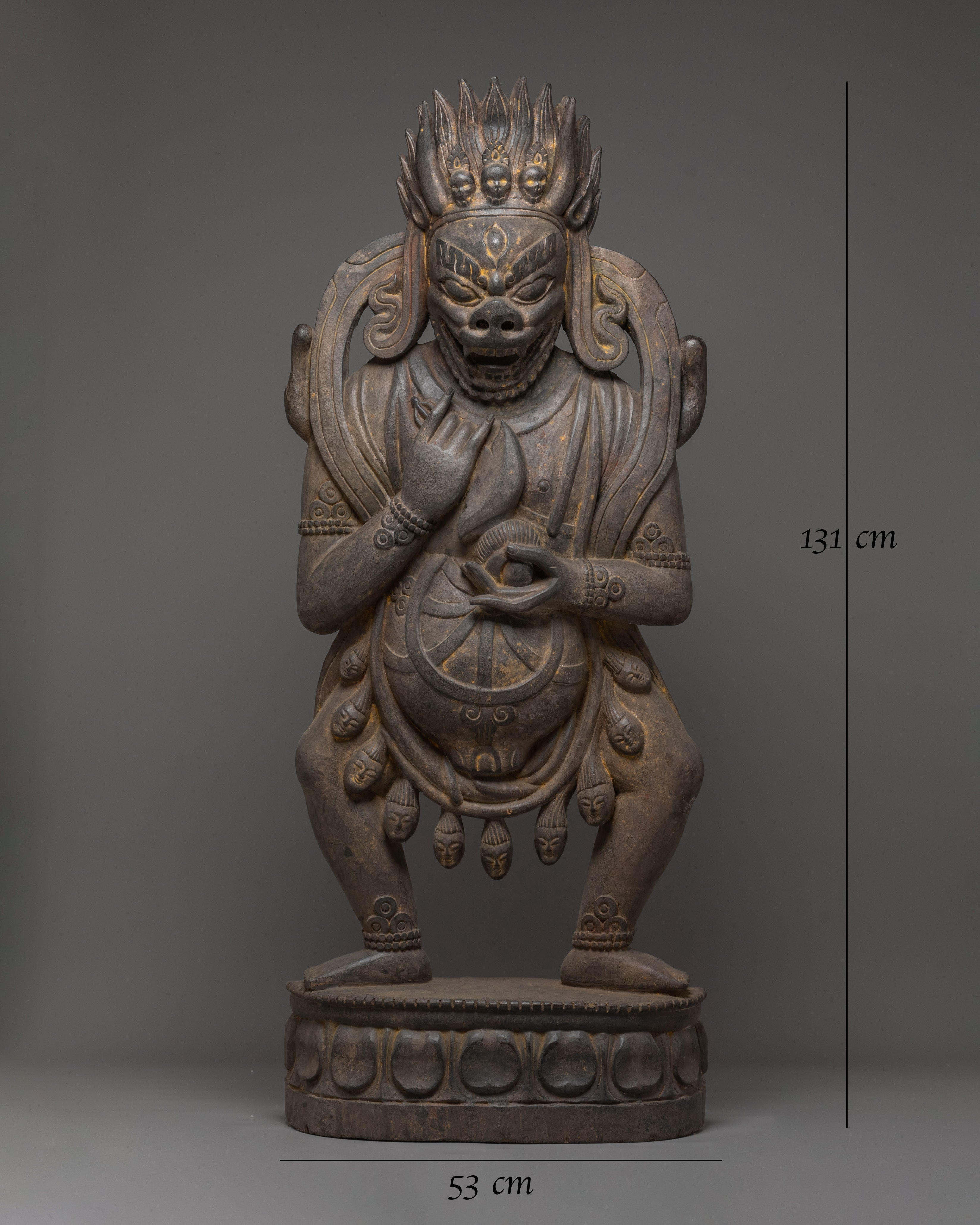 Mahakala Protective Deity Statue | Wooden Mahakala Statue for Home Decor