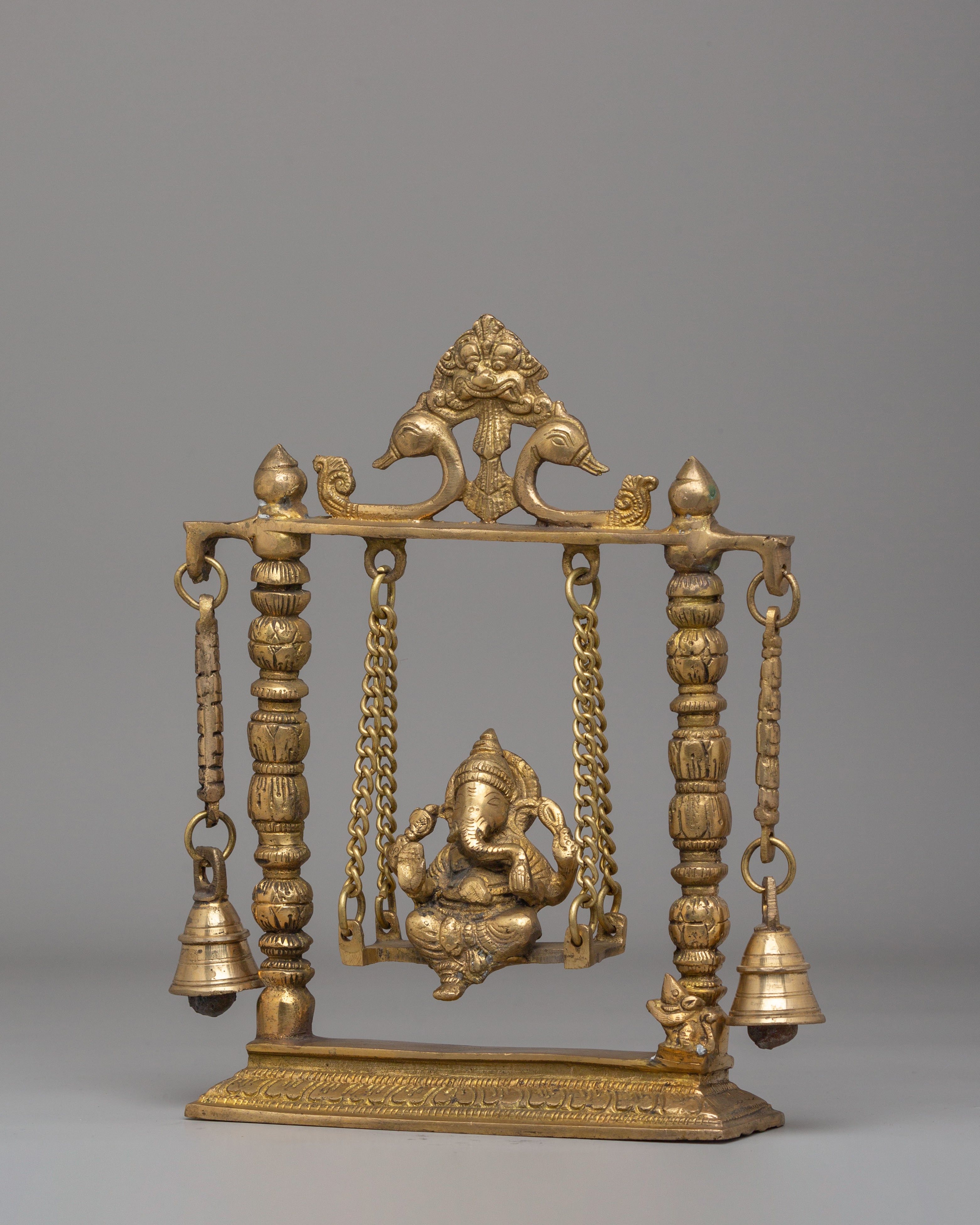 Handmade Ritual Ganesh on Swing | Brass Hindu God Figurine