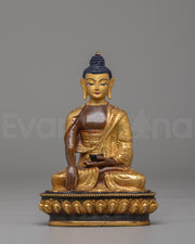 Himalayan Altar Shakyamuni Buddha Statue | Oxidized Copper Body with 24K Gold Plating