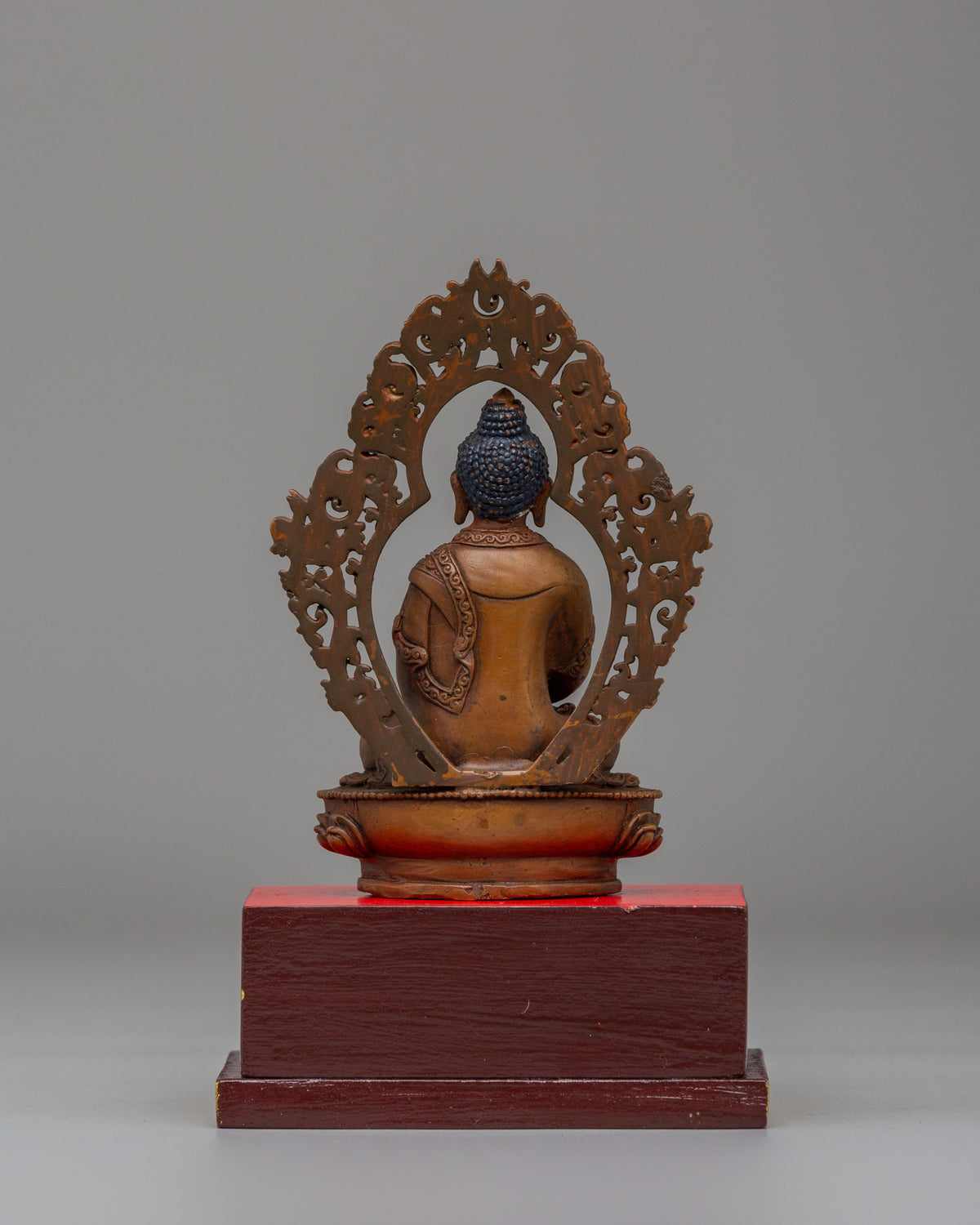 Amitabha Buddha Deity Statue | Handcrafted Copper & Wood Figure