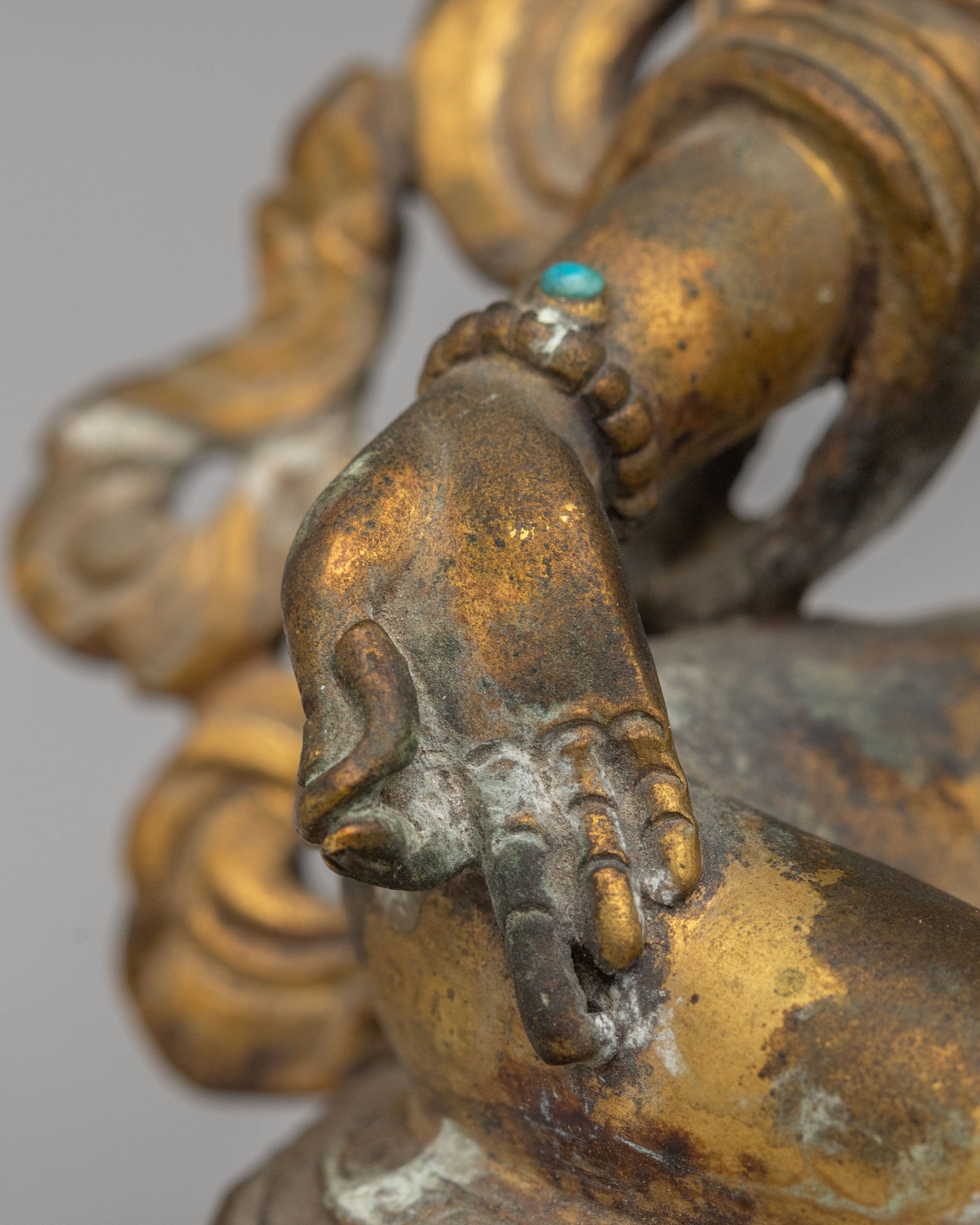 Himalayan Green Tara Altar Statue | Handmade Figurine for Spiritual Decor
